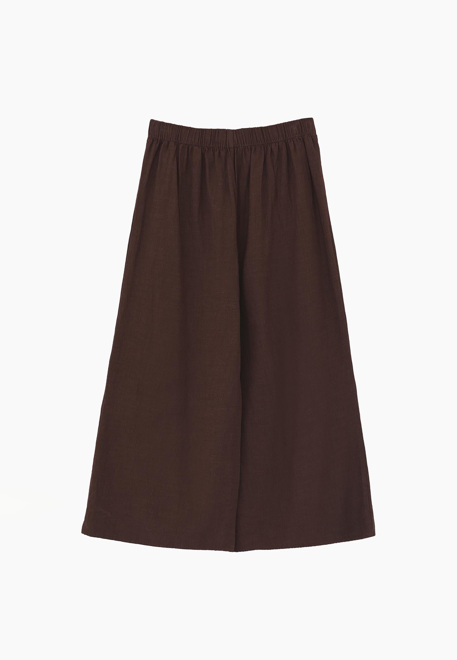 Elastic Wide Leg High Waist Pants - CHICORY COFFEE