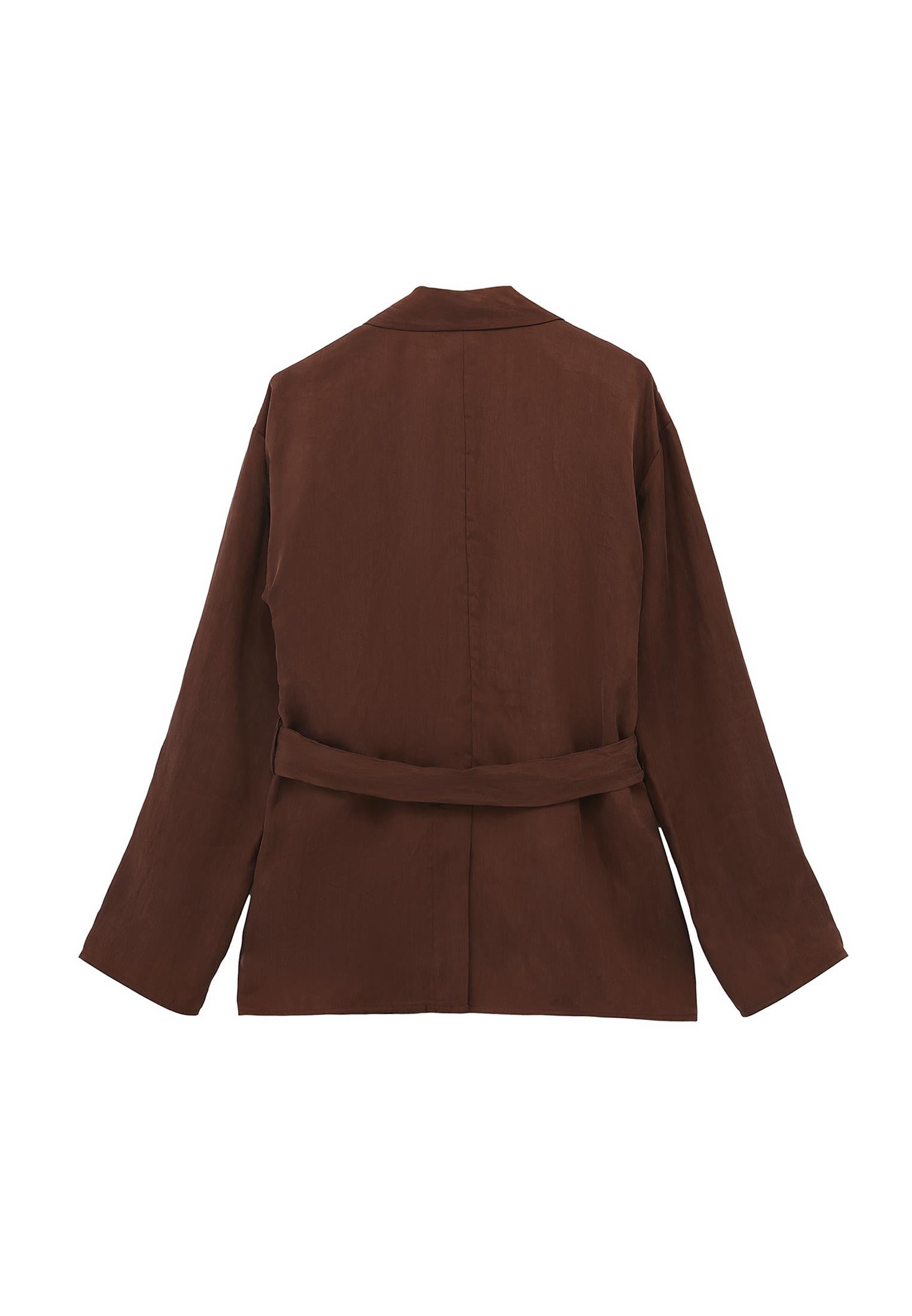 Belted Blazer Jacket - CHICORY COFFEE