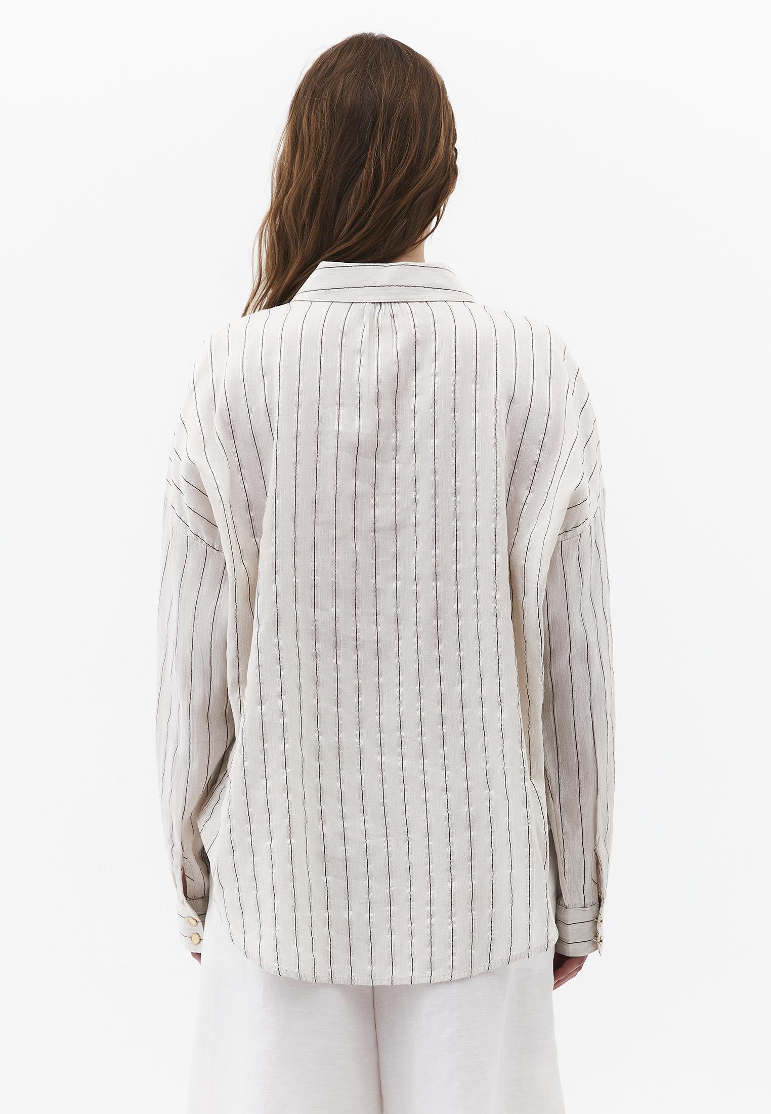 Striped Button Detailed Oversize Shirt - CHICORY STRIPE