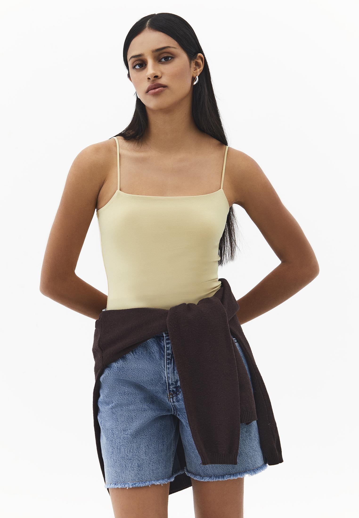 Wide Neck Tank Top - CHINO GREEN