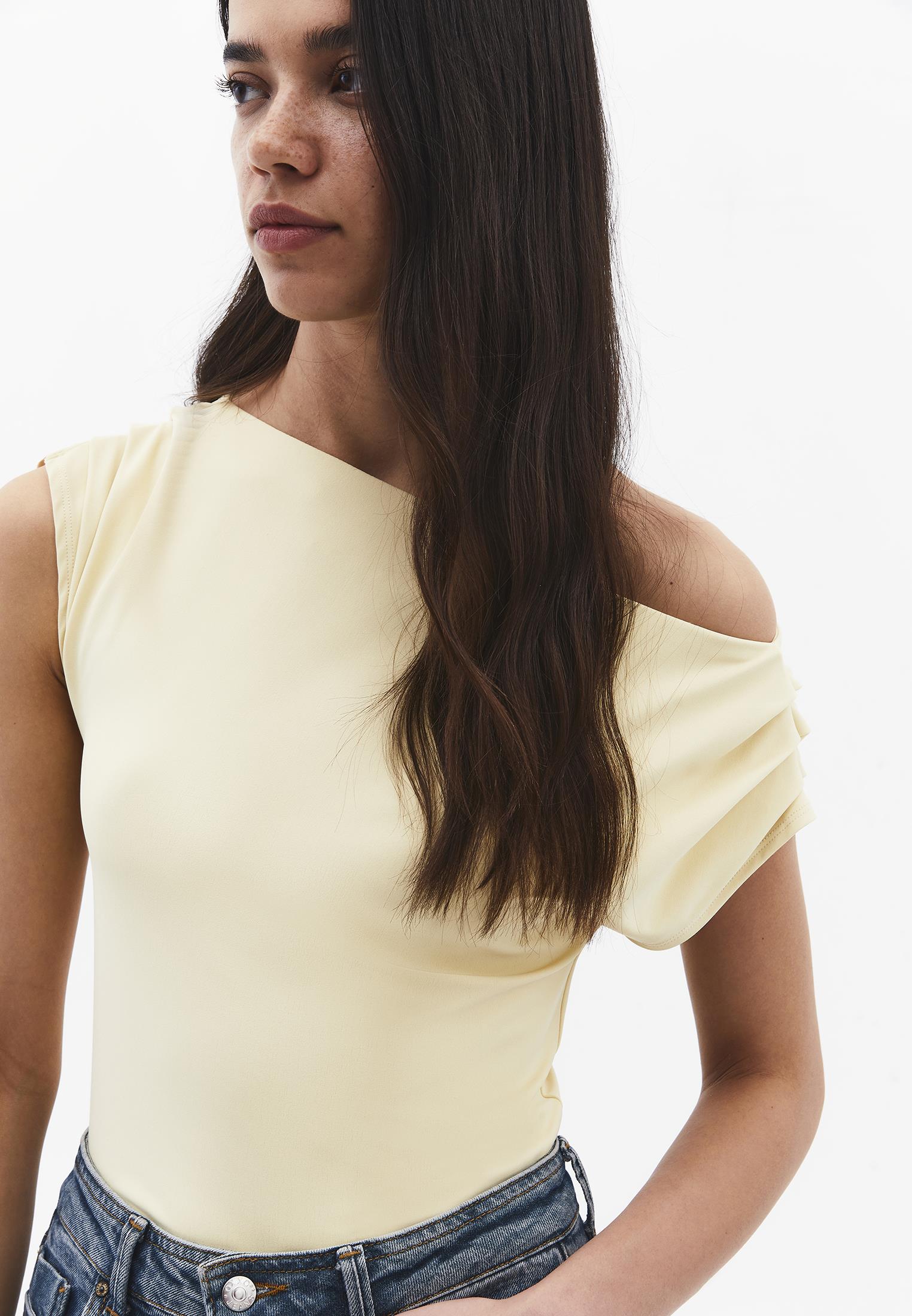Boat Neck Short Sleeve Blouse - CHINO GREEN