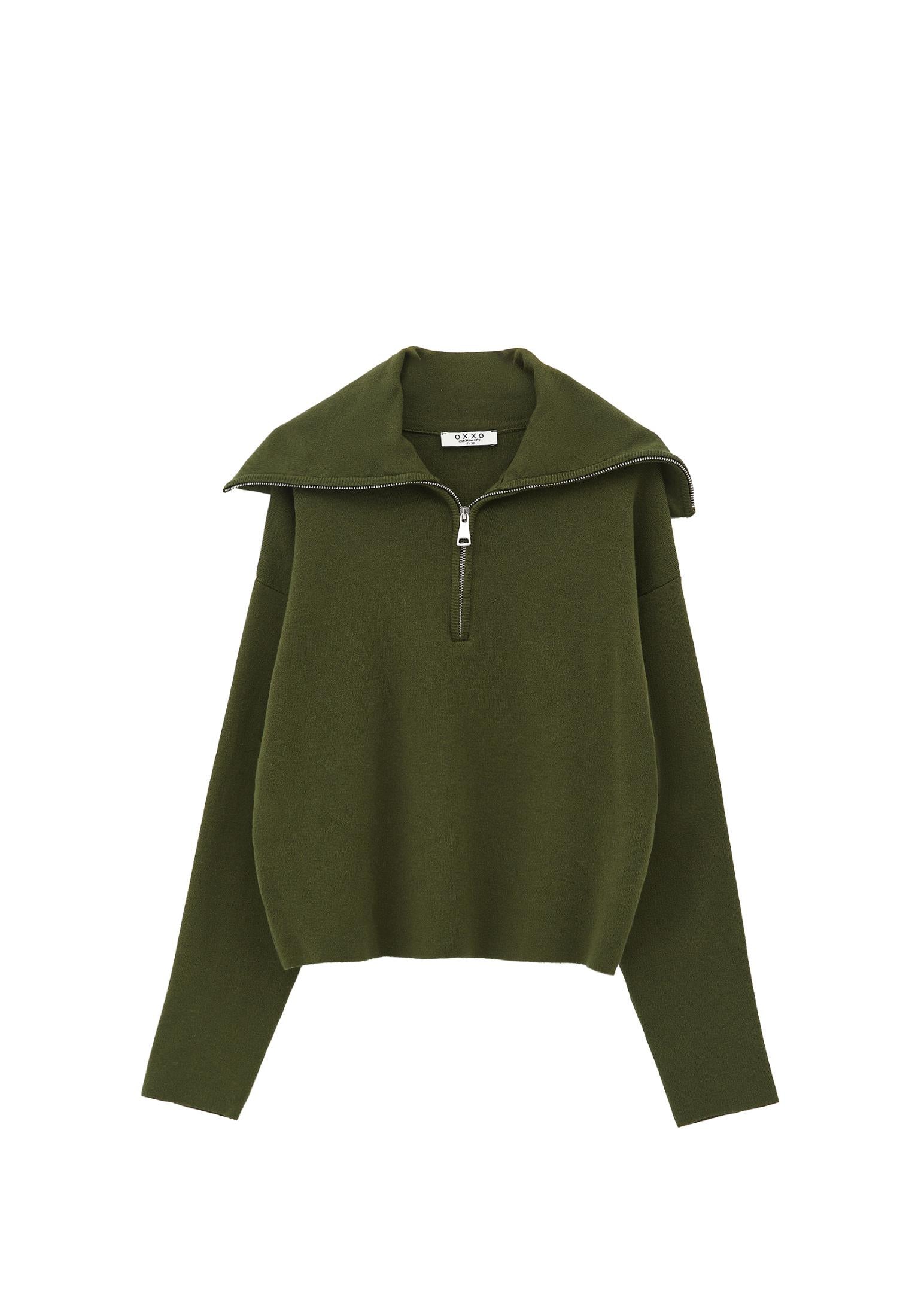 Polo Neck Viscose Sweater - CHIVE