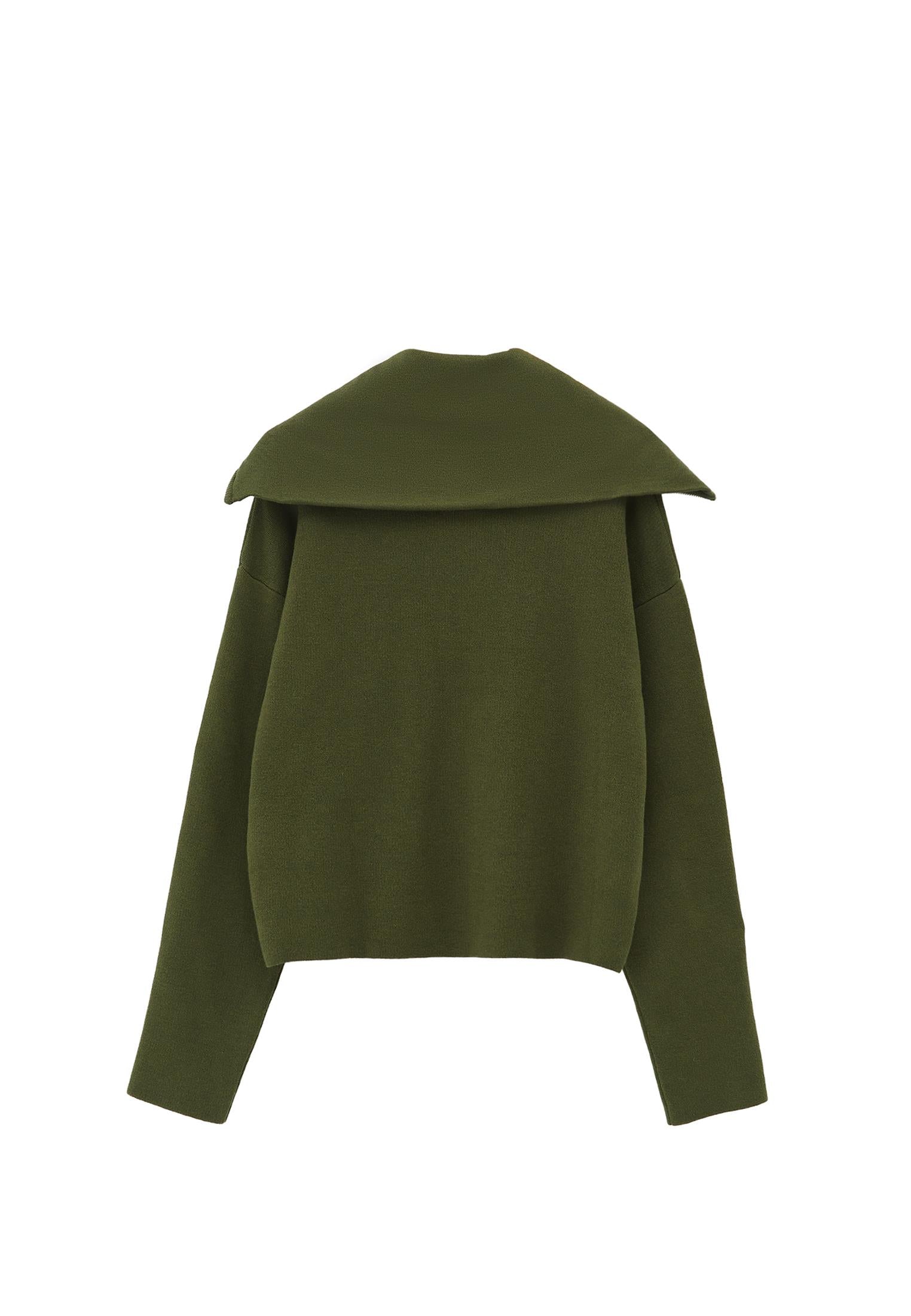 Polo Neck Viscose Sweater - CHIVE