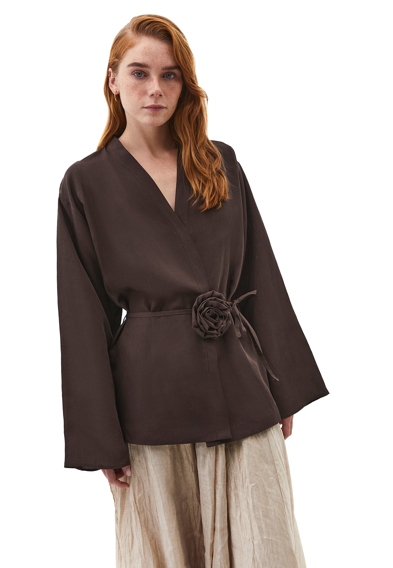 Oversize Belted Jacket - CHOCOLATE BROWN