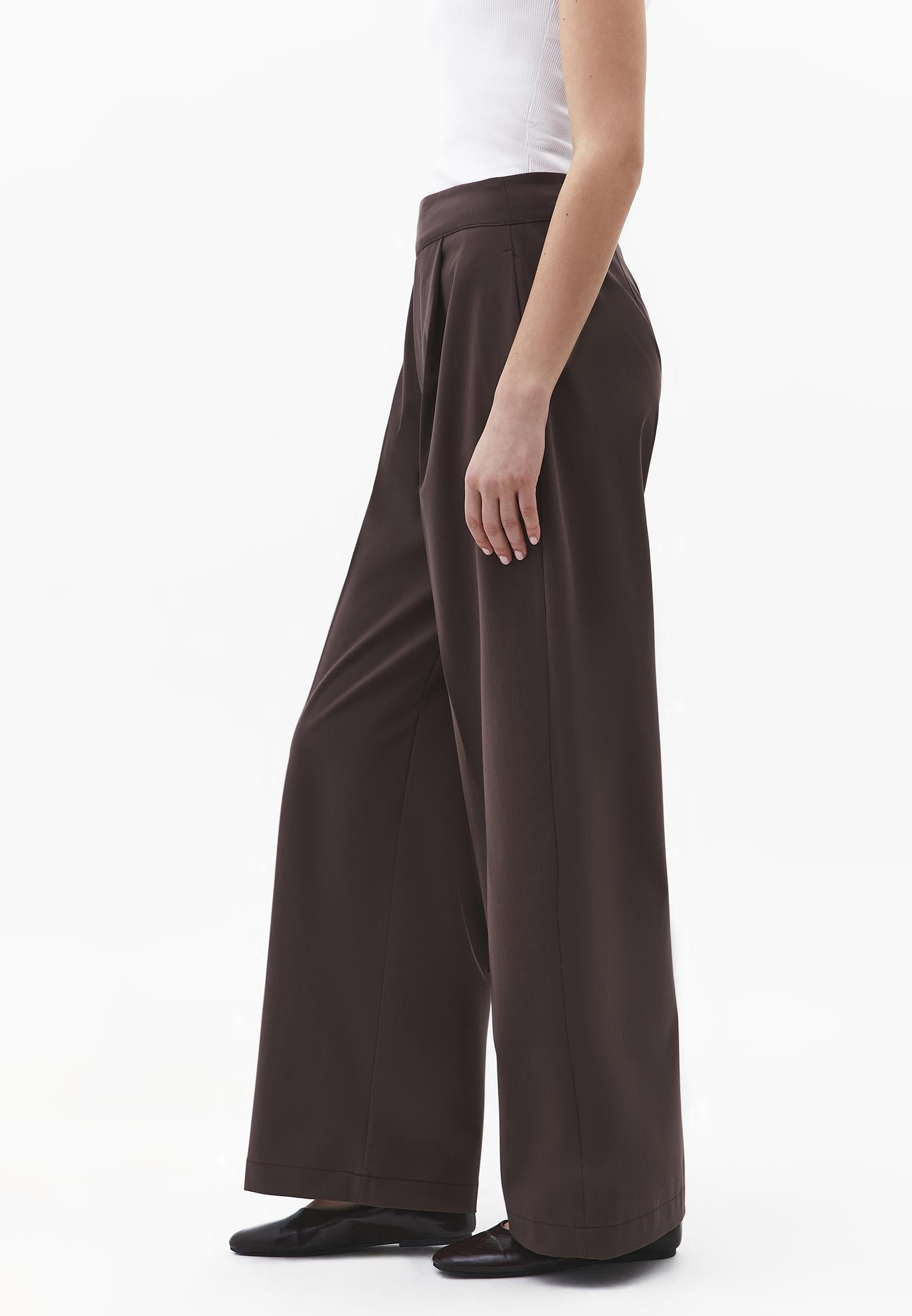Ultra High Waist Straight Pants - CHOCOLATE BROWN