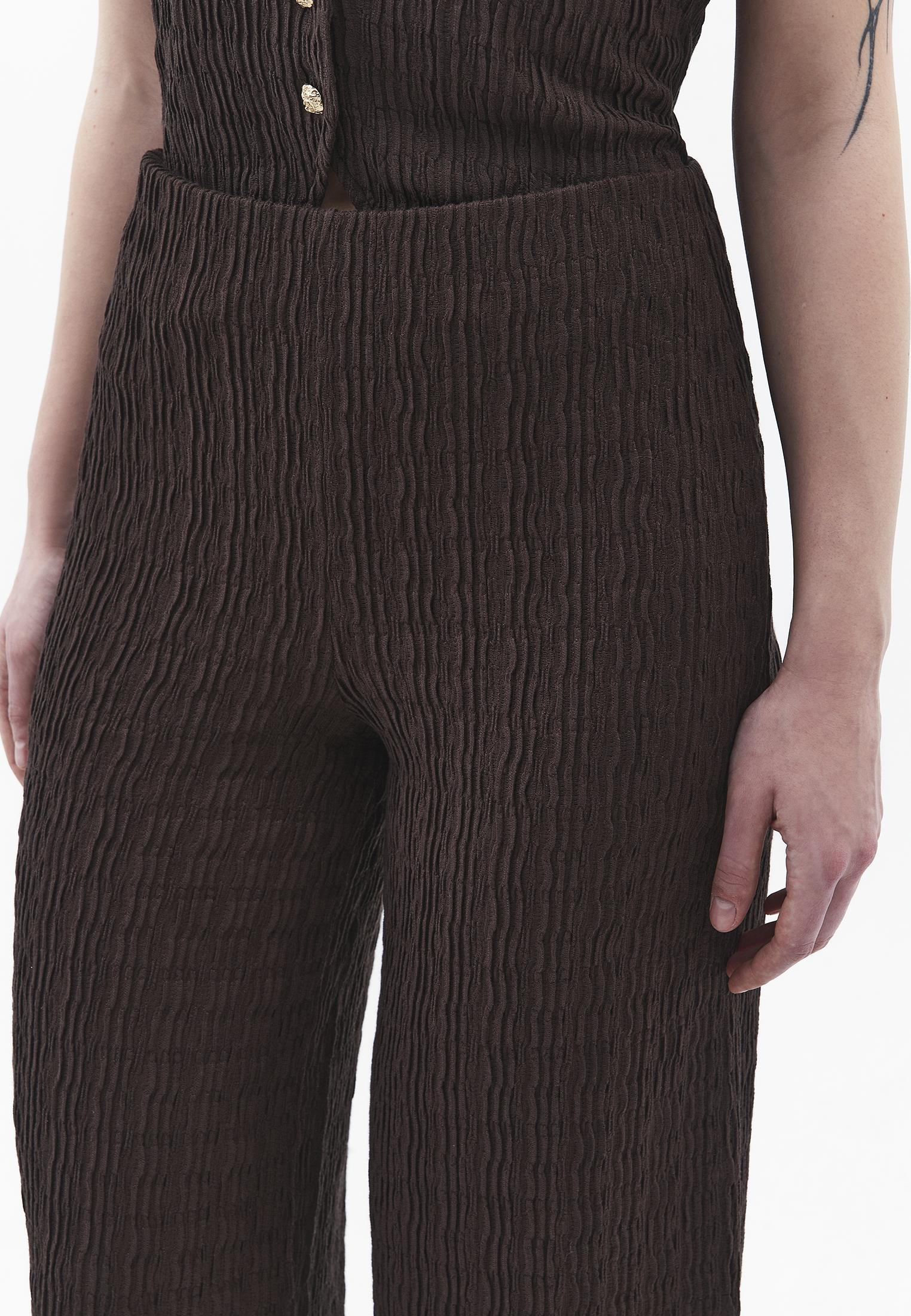 Wide Leg Midi Culotte Pants - CHOCOLATE BROWN