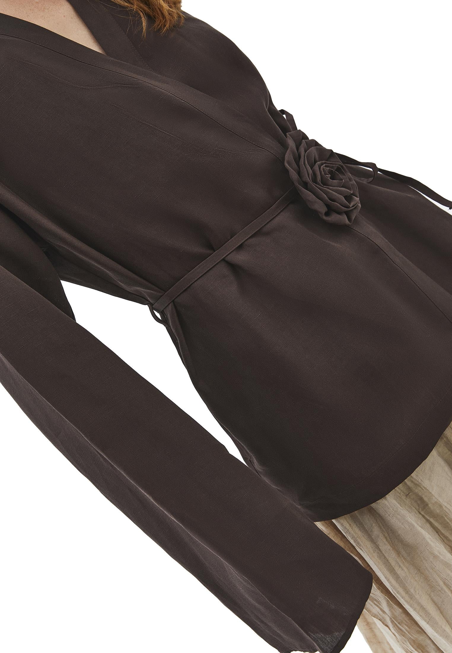 Oversize Belted Jacket - CHOCOLATE BROWN