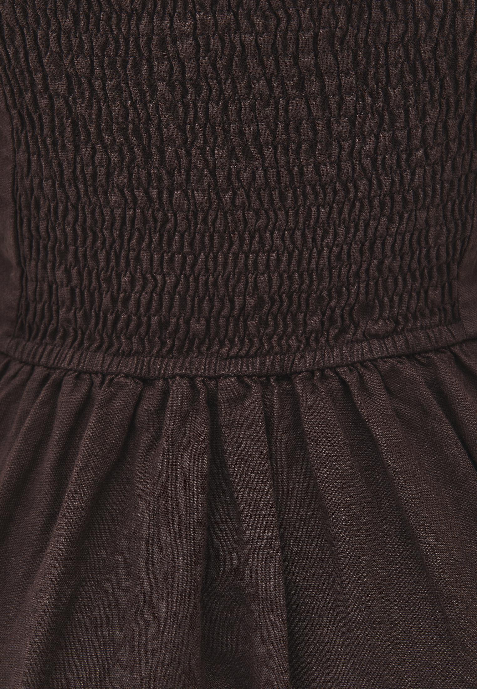 Midi Square Neck Strappy Dress - CHOCOLATE BROWN