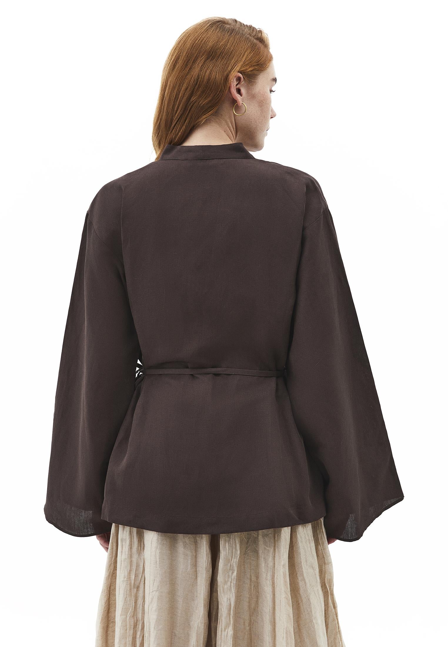 Oversize Belted Jacket - CHOCOLATE BROWN