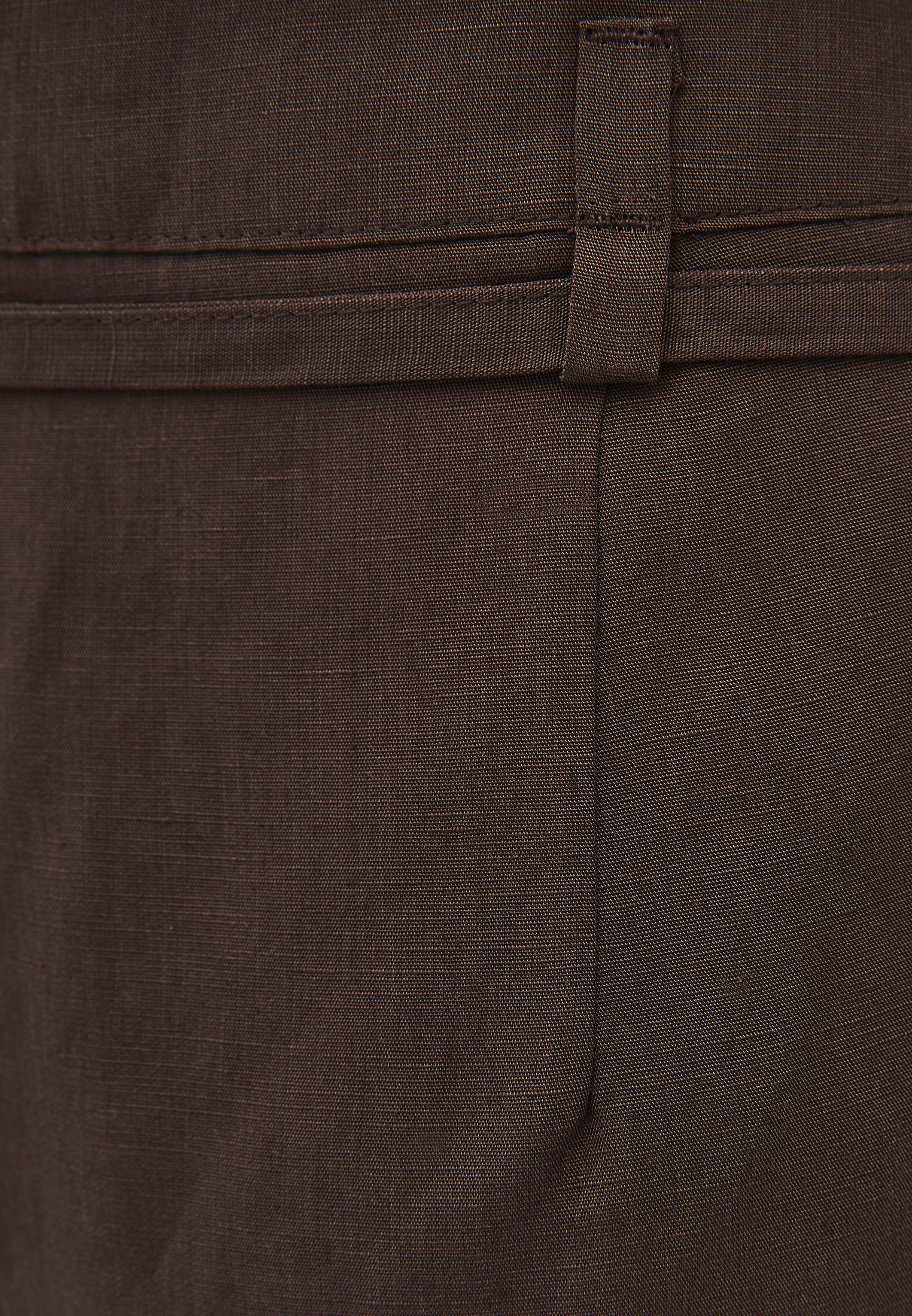 High Waist Belted Straight Leg Trousers - CHOCOLATE BROWN