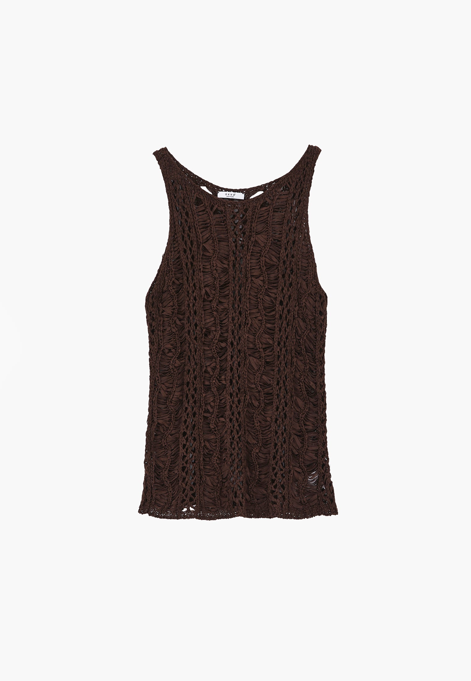 Sleeveless Ajour Tank Top - CHOCOLATE BROWN