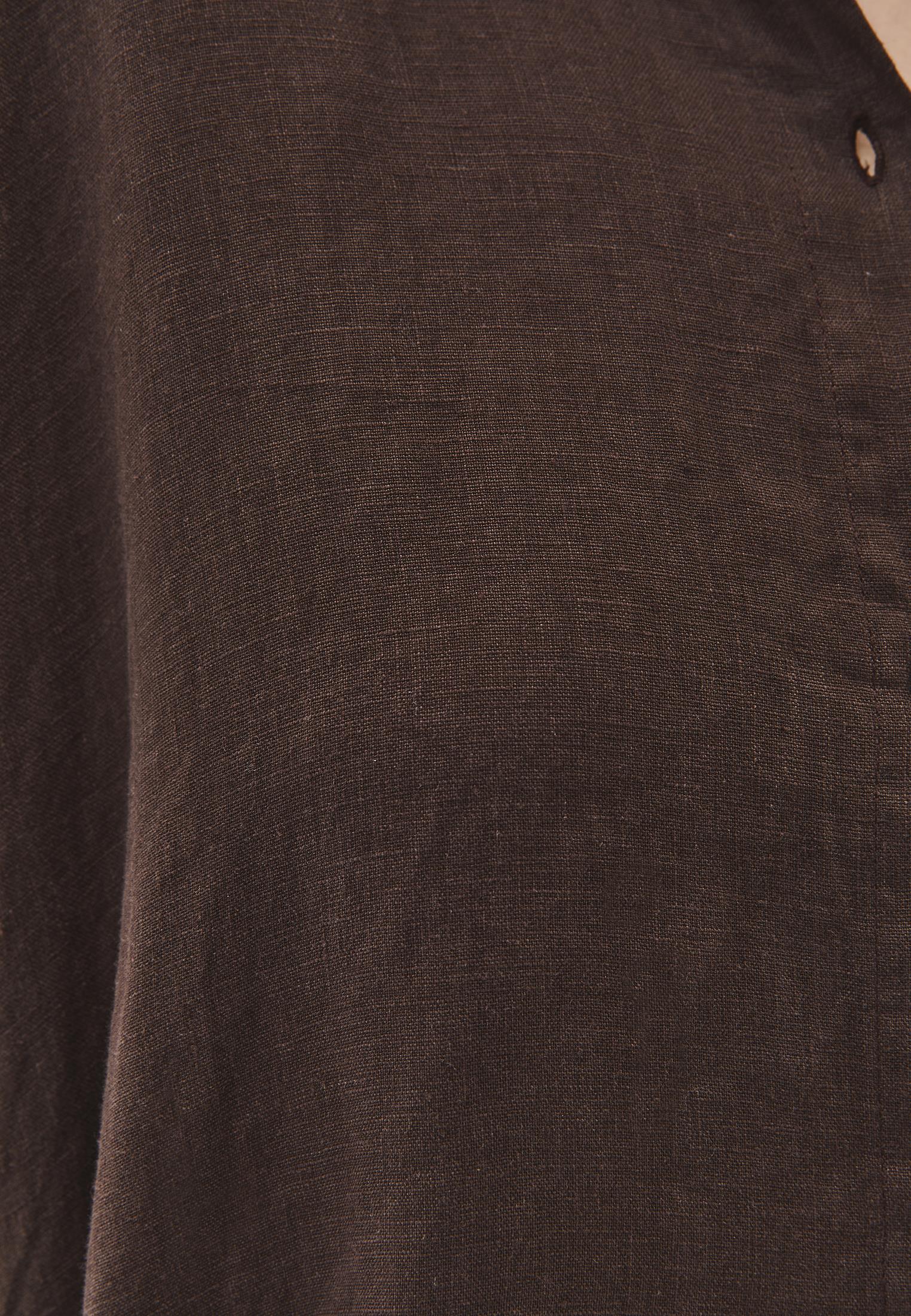 Oversize Shirt Collar Long Shirt - CHOCOLATE BROWN