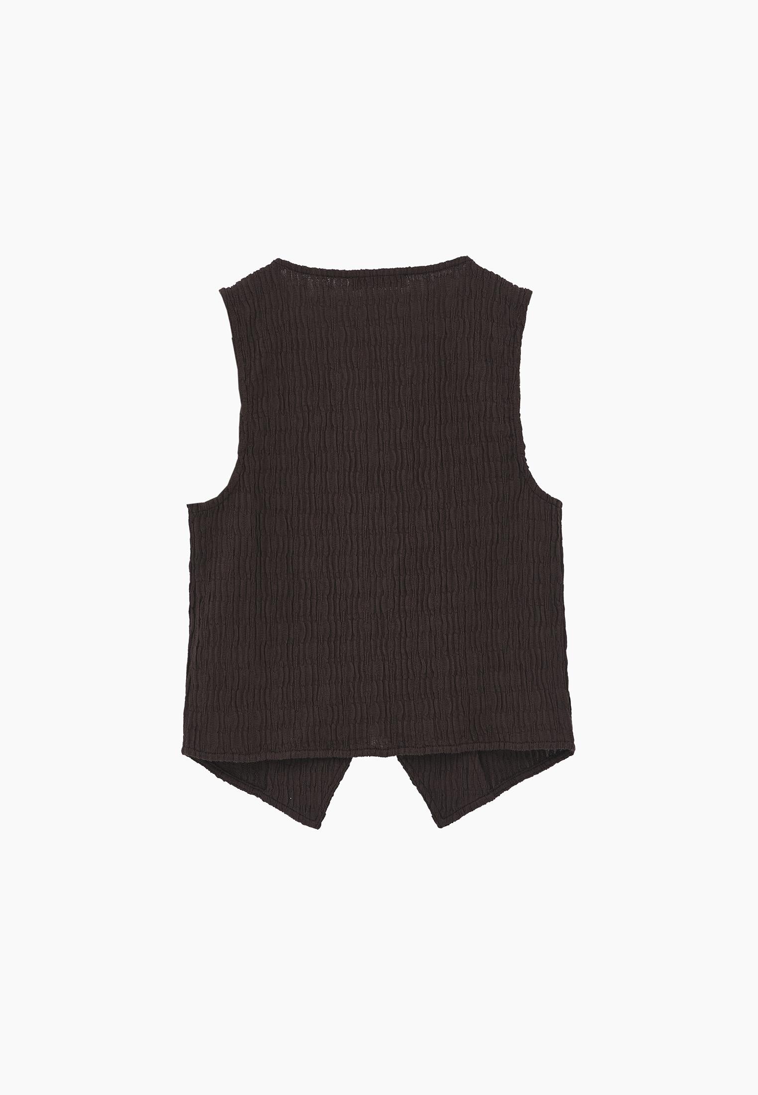 V Neck Closed Form Vest - CHOCOLATE BROWN