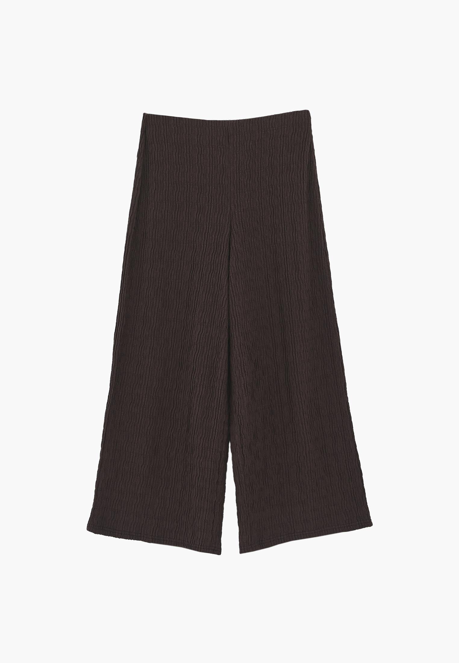 Wide Leg Midi Culotte Pants - CHOCOLATE BROWN