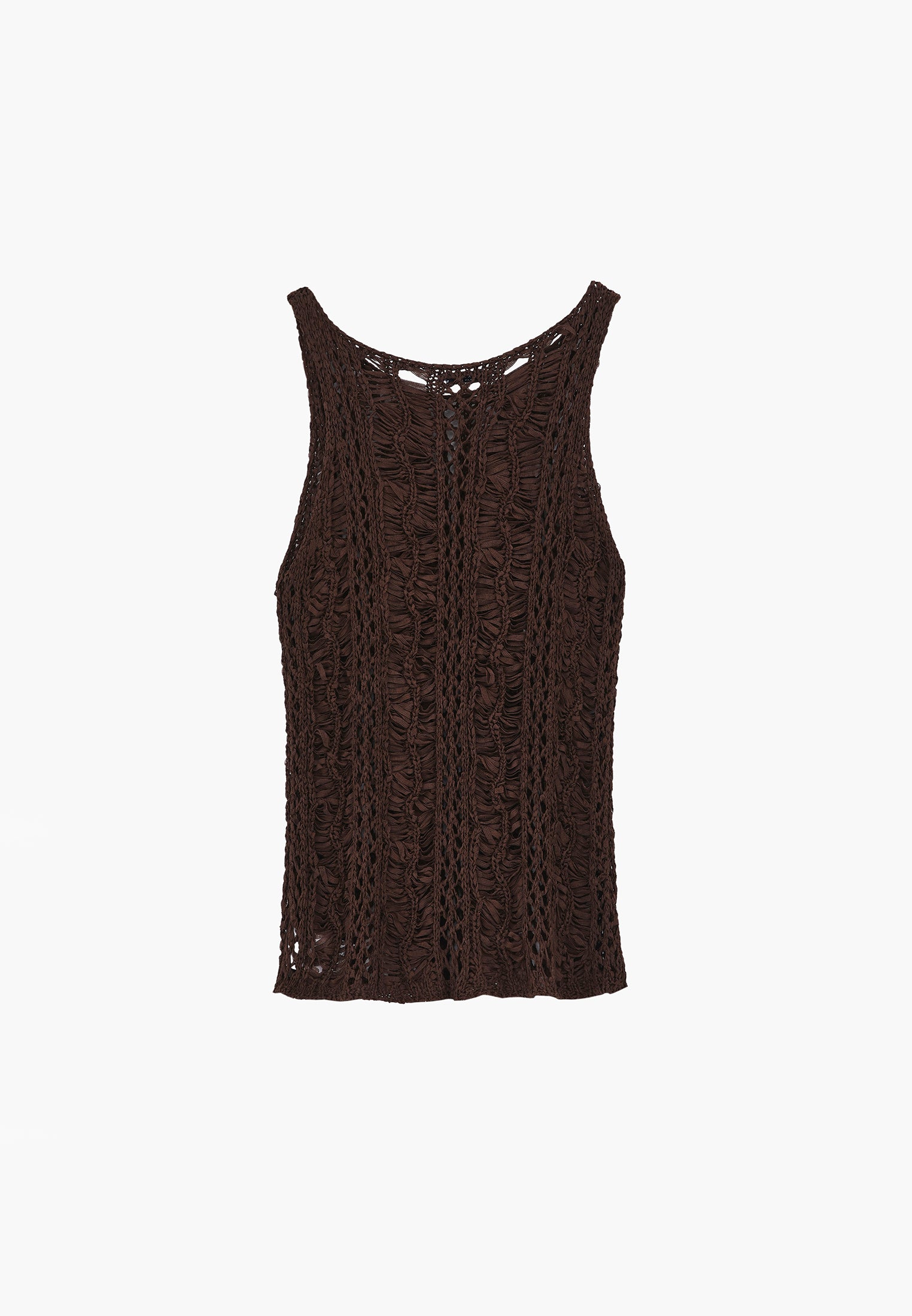 Sleeveless Ajour Tank Top - CHOCOLATE BROWN