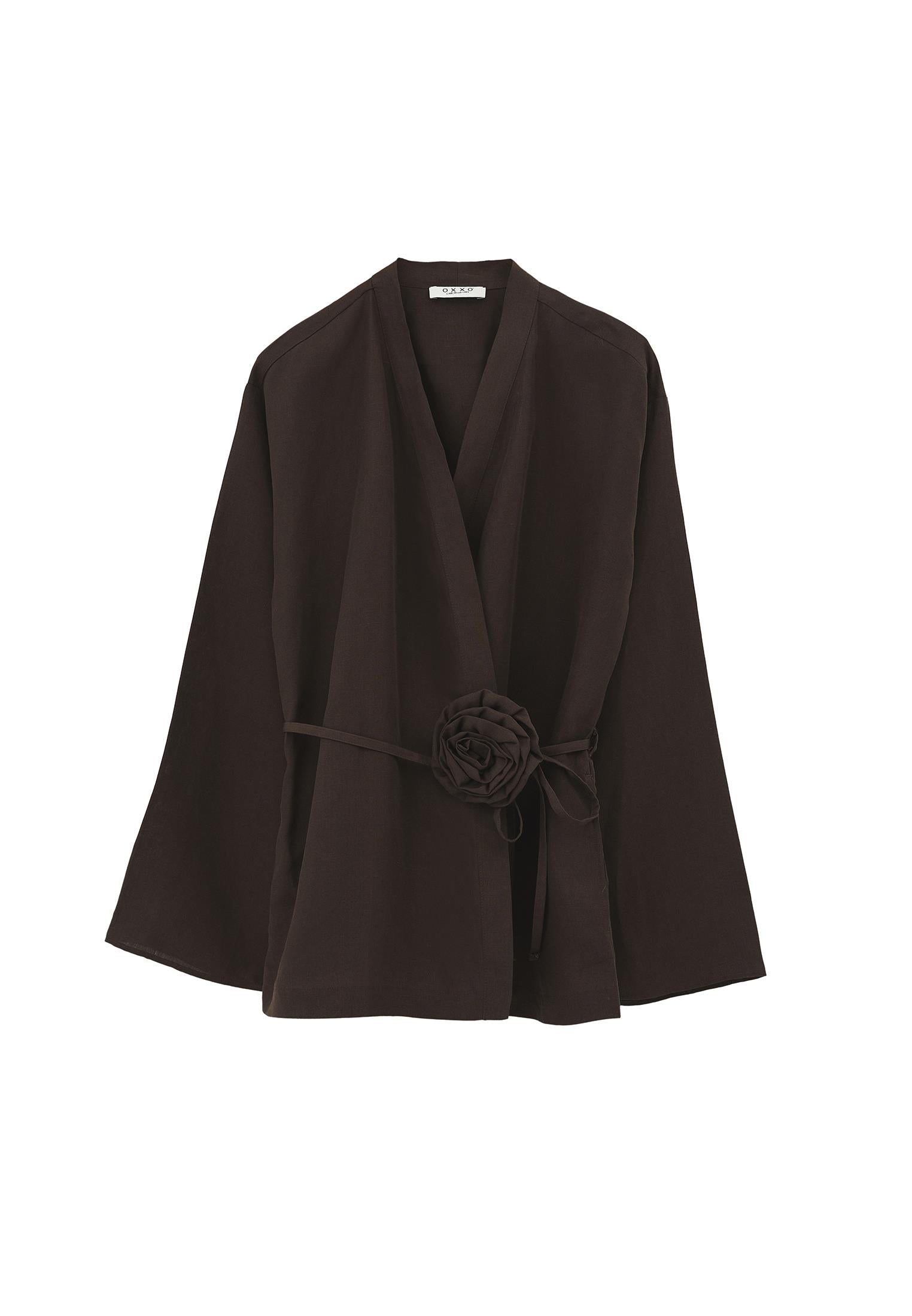 Oversize Belted Jacket - CHOCOLATE BROWN