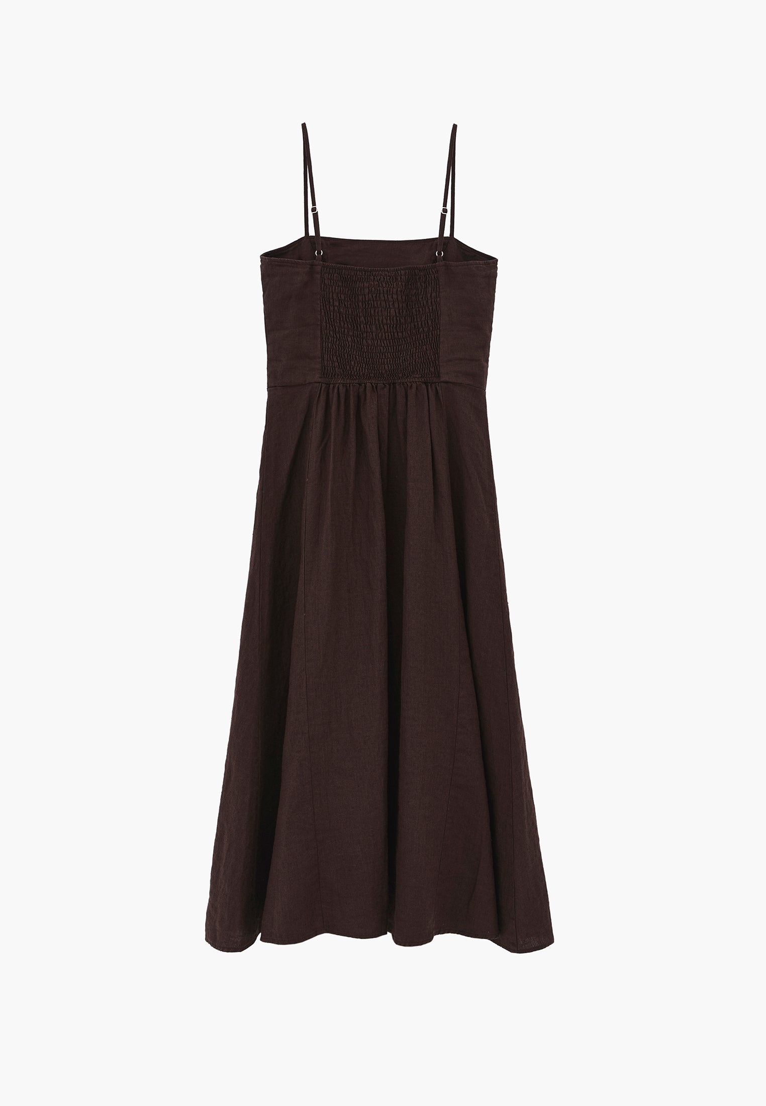 Midi Square Neck Strappy Dress - CHOCOLATE BROWN