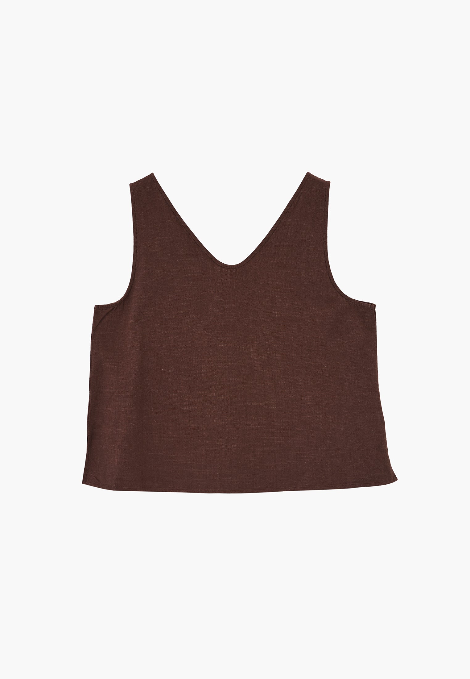 Loose Fit V-Neck Sleeveless Tank Top - CHOCOLATE BROWN