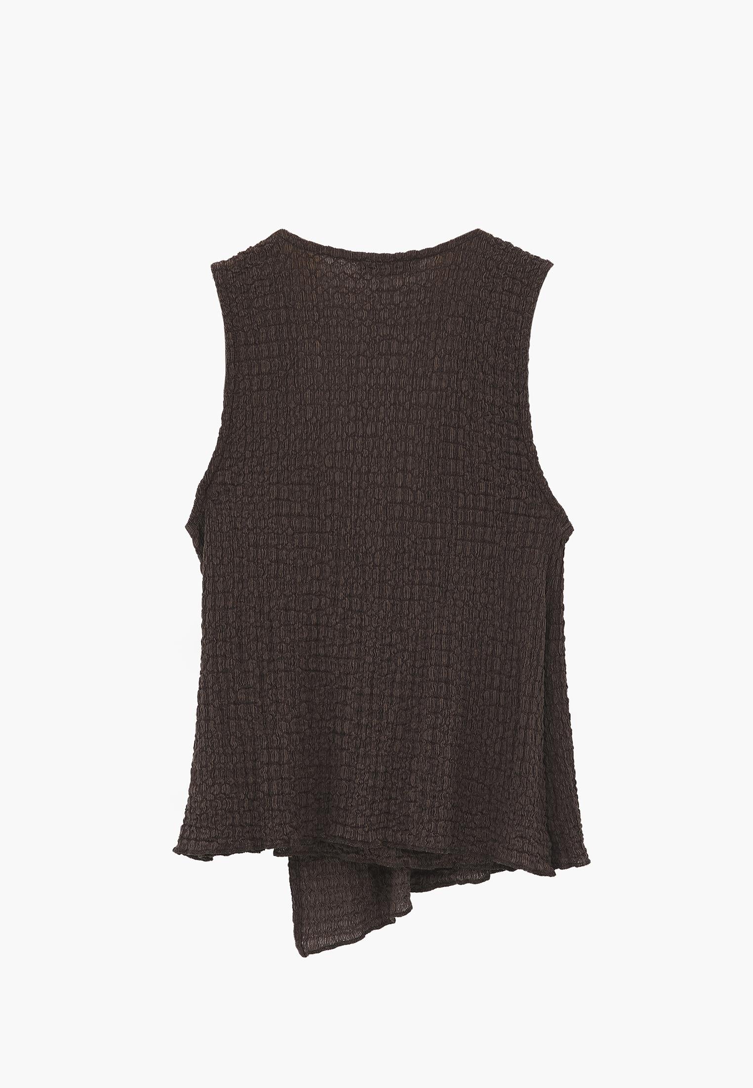 V Neck Blouse Without Sleeve Detail - CHOCOLATE BROWN