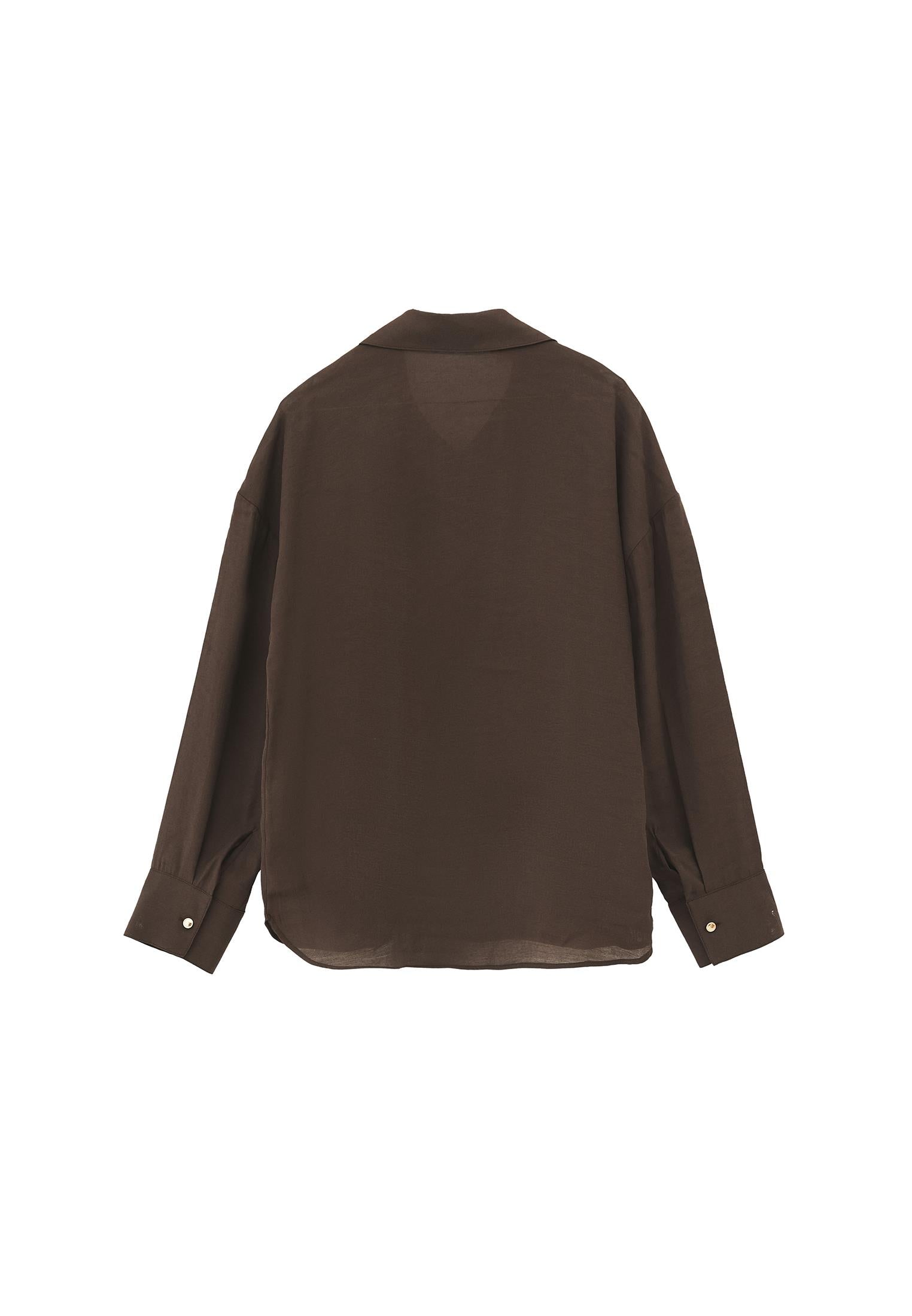 Tunic Cut Shirt With Button Details - CHOCOLATE BROWN