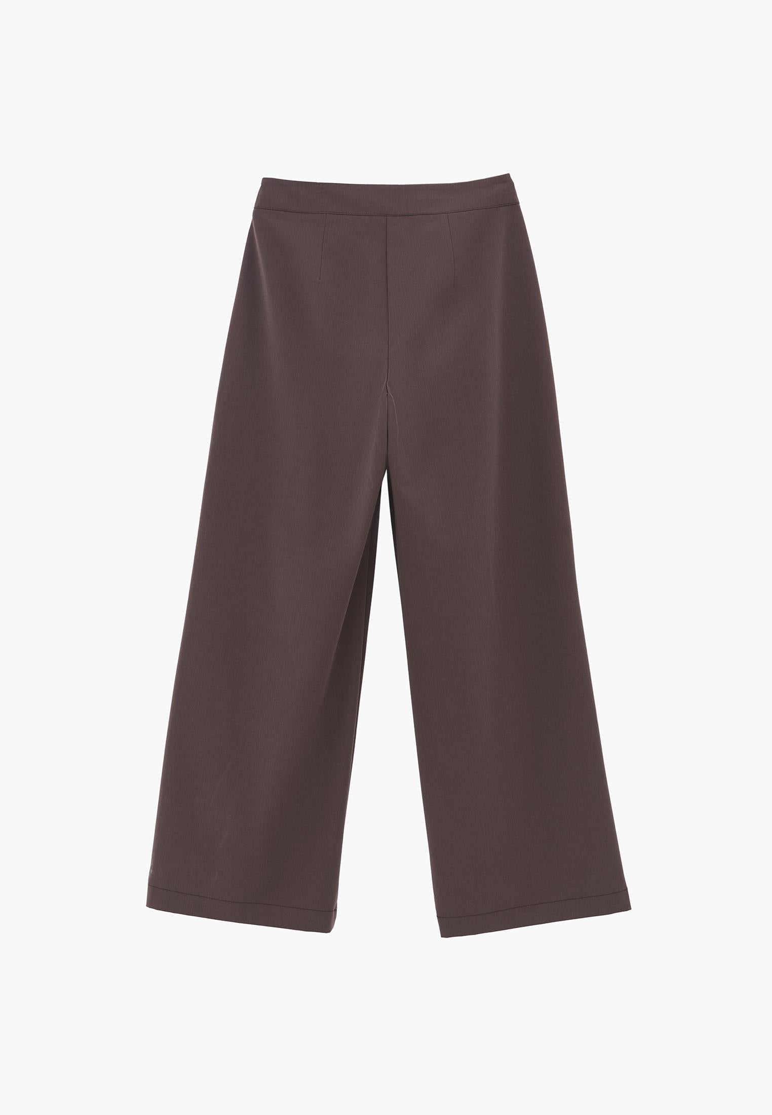 Ultra High Waist Straight Pants - CHOCOLATE BROWN