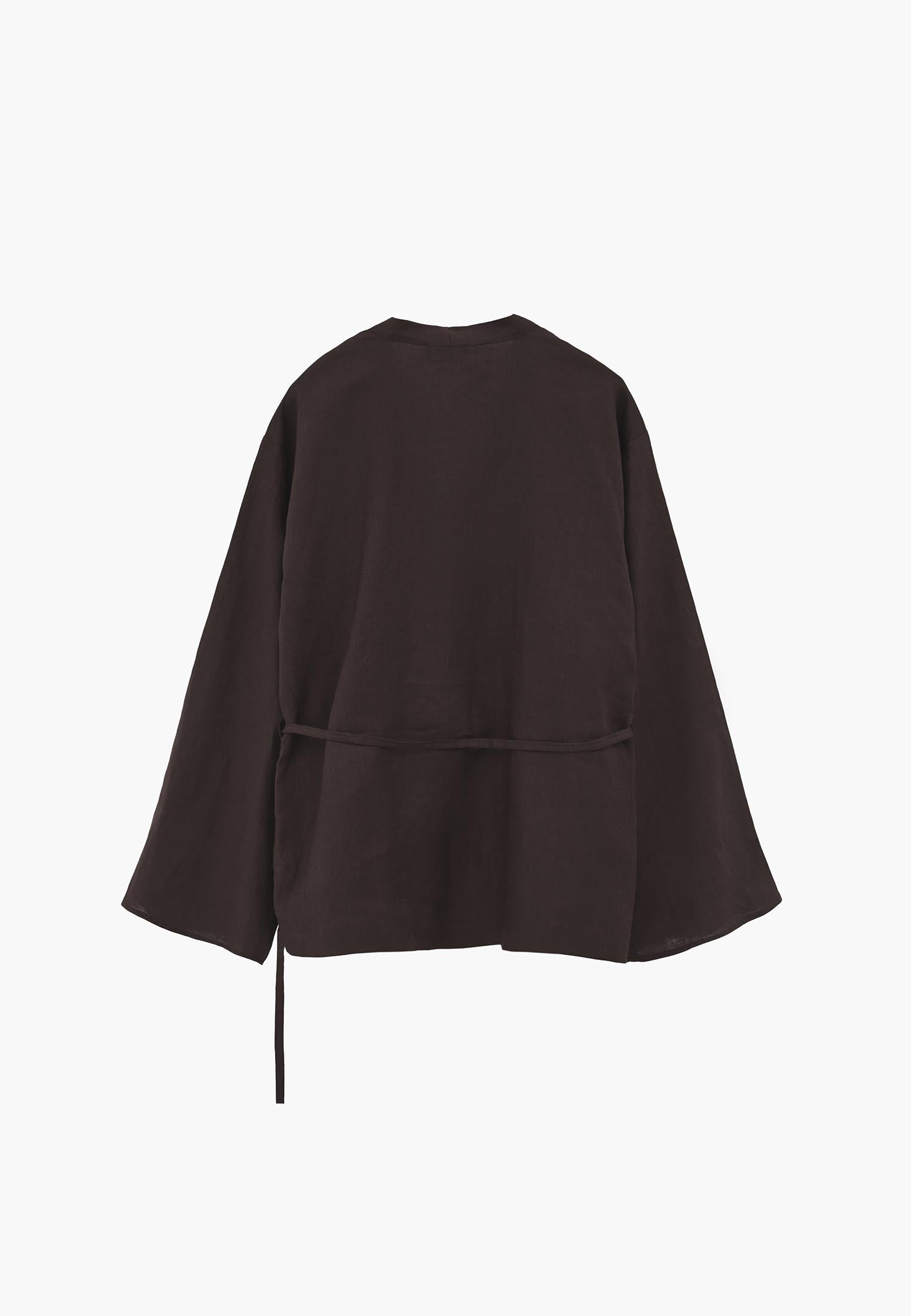 Oversize Jacket With Buckle Detail And Tie - CHOCOLATE BROWN
