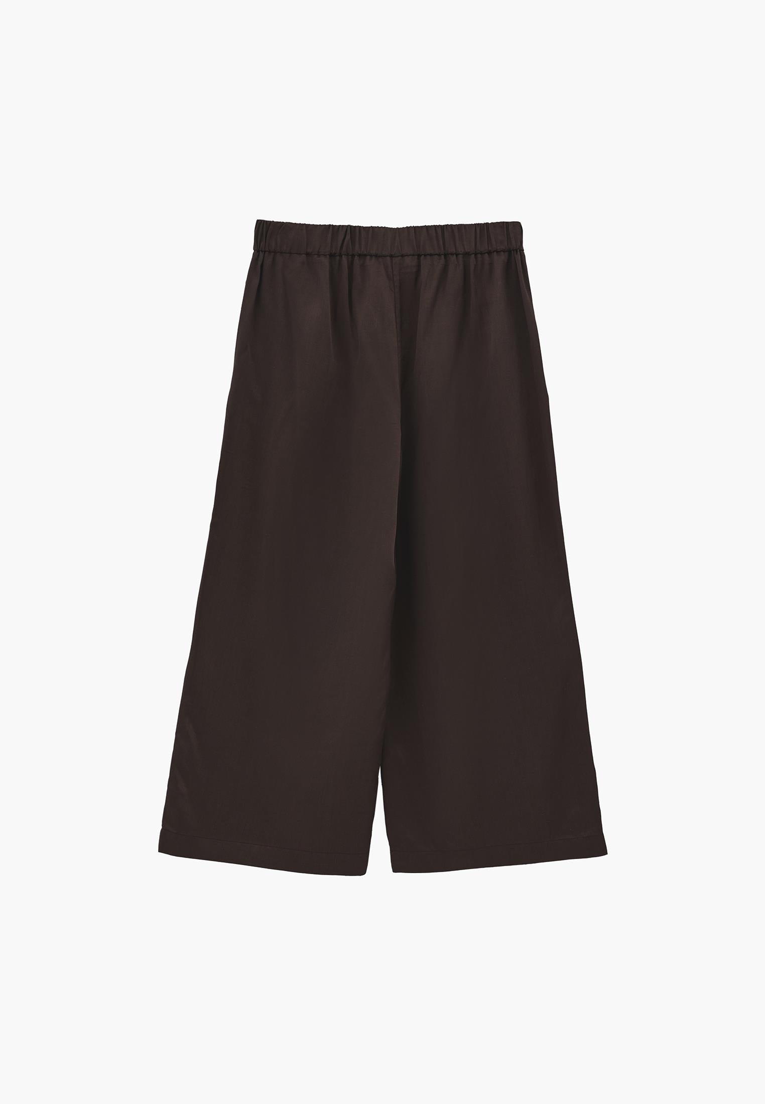 High Waist Wide Leg Loose Leg Trousers - CHOCOLATE BROWN