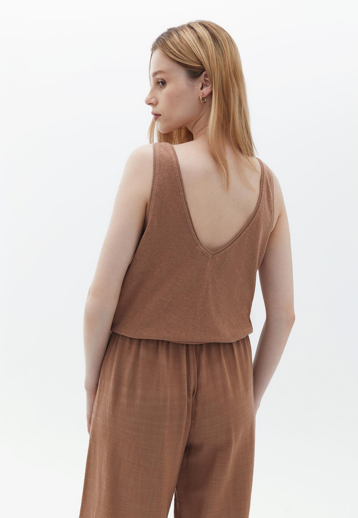 Wrap Sleeveless Tank Top - CHOCOLATE MALT