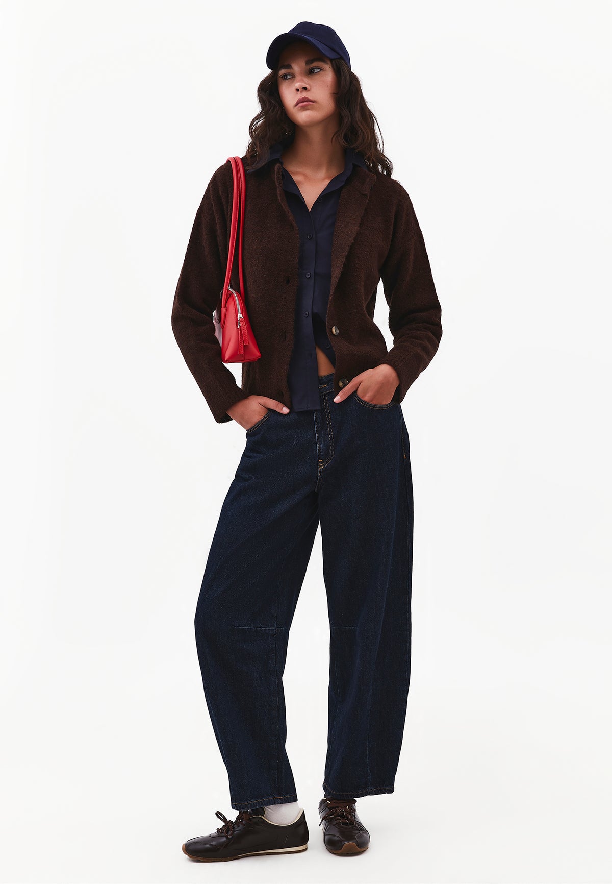 Button Detailed Short Cardigan - CHOCOLATE PLUM