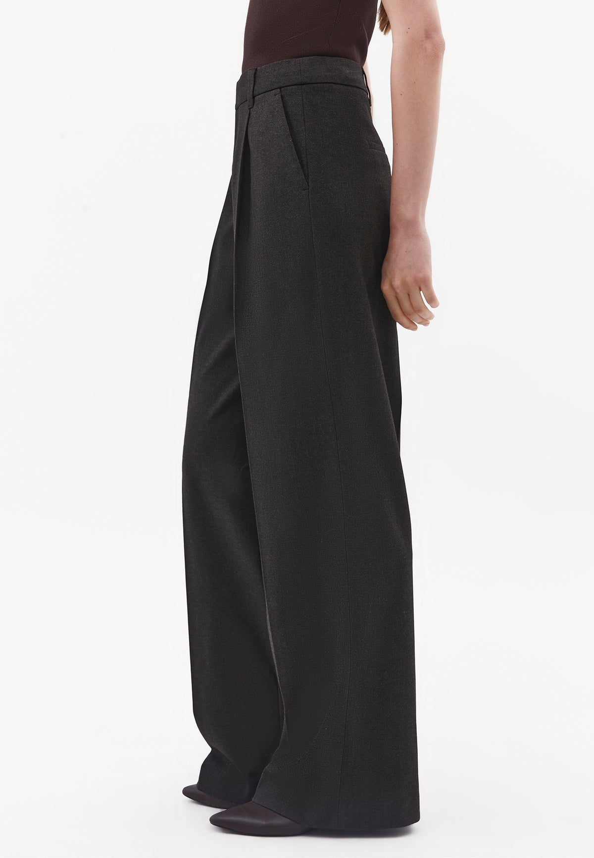 High Waist Wide Leg Pants - CHOCOLATE PLUM