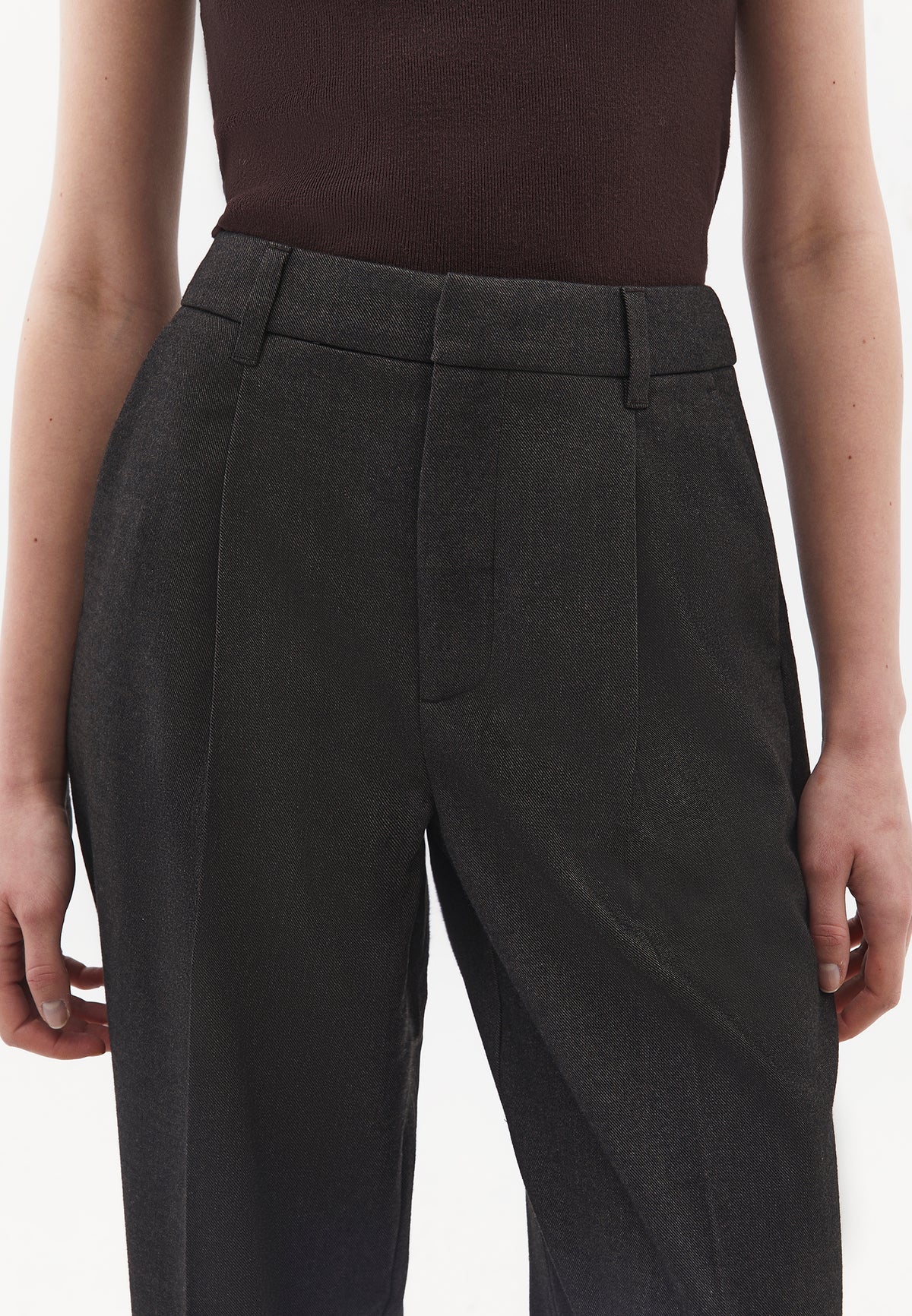 High Waist Wide Leg Pants - CHOCOLATE PLUM