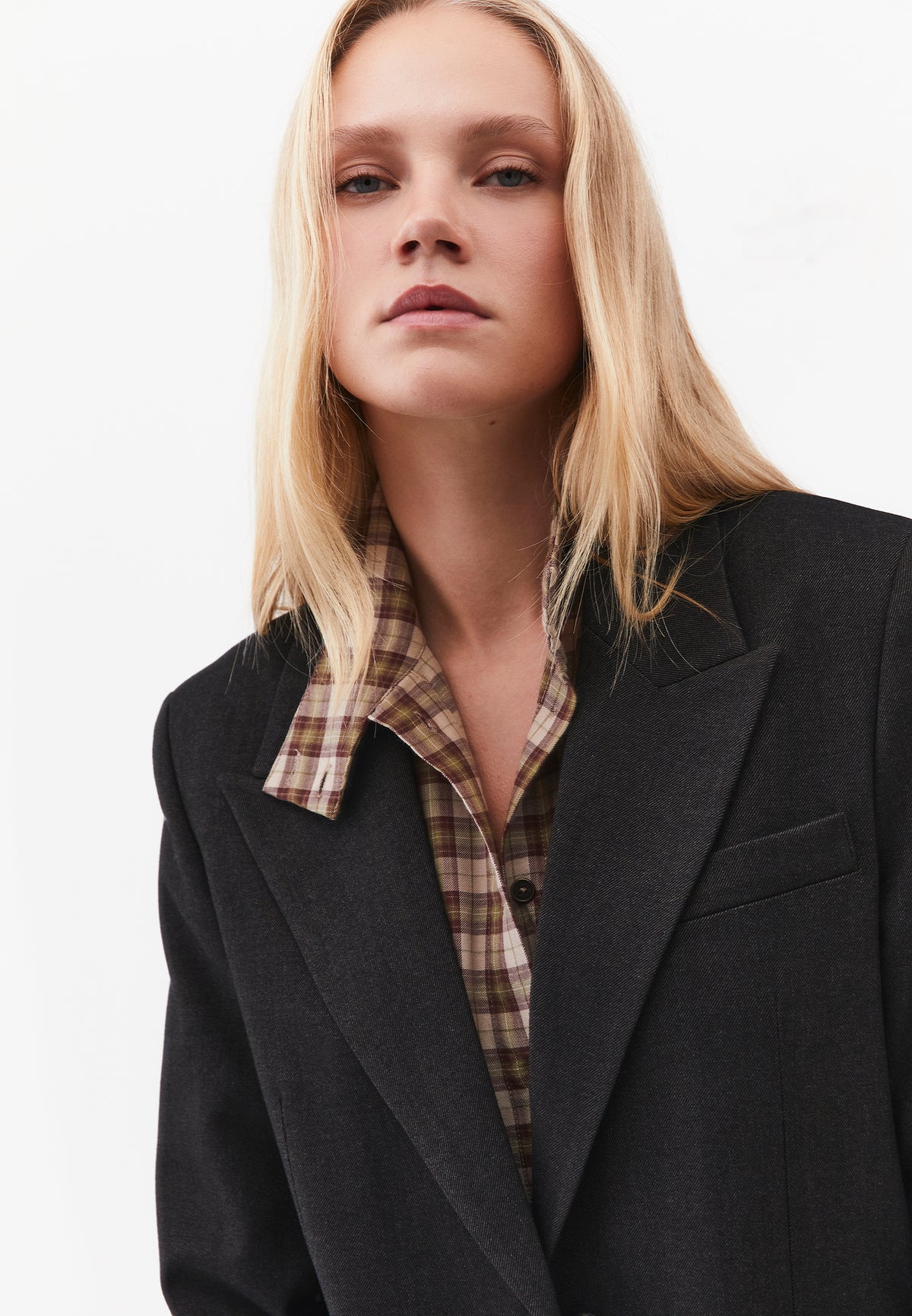 Button Detailed Boyfriend Tunic Blazer Jacket - CHOCOLATE PLUM