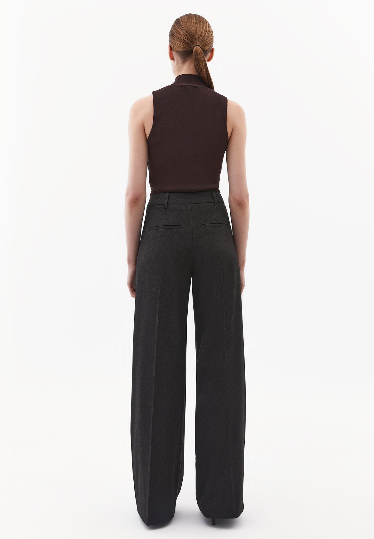 High Waist Wide Leg Pants - CHOCOLATE PLUM