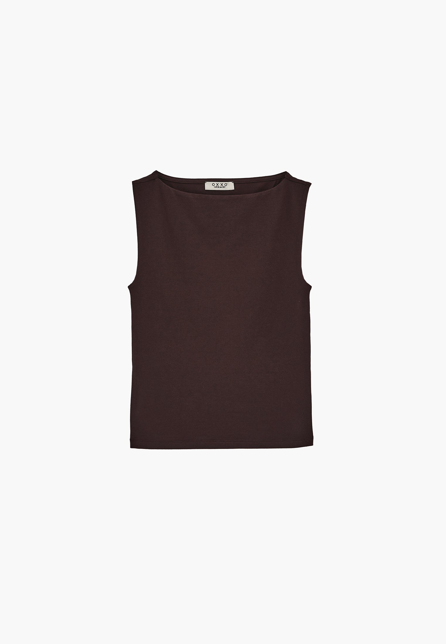 Boat Neck Bodycon Tank Top - CHOCOLATE PLUM
