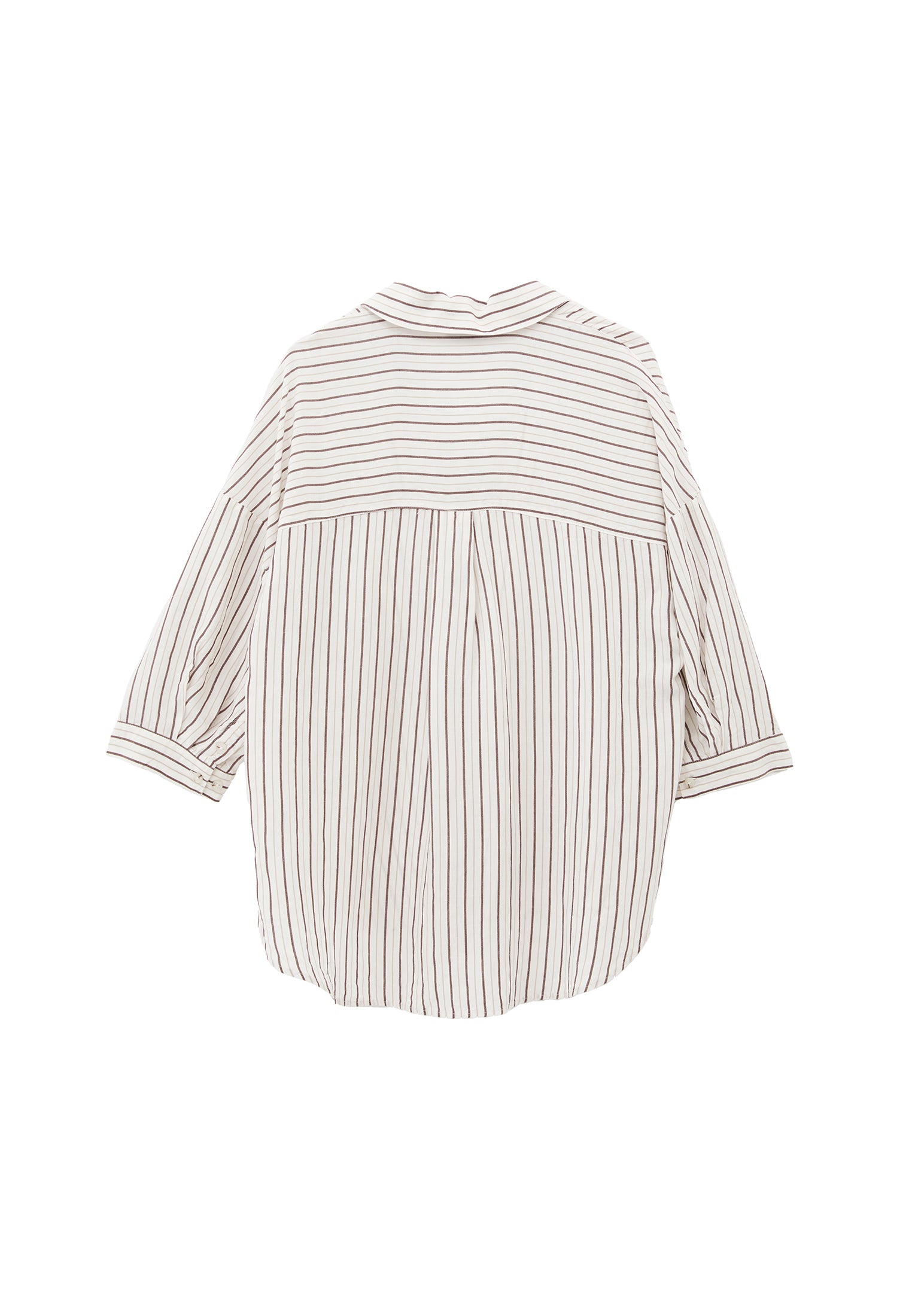 Linen Oversize Tunic Shirt - CHOCOLATE STRIPE
