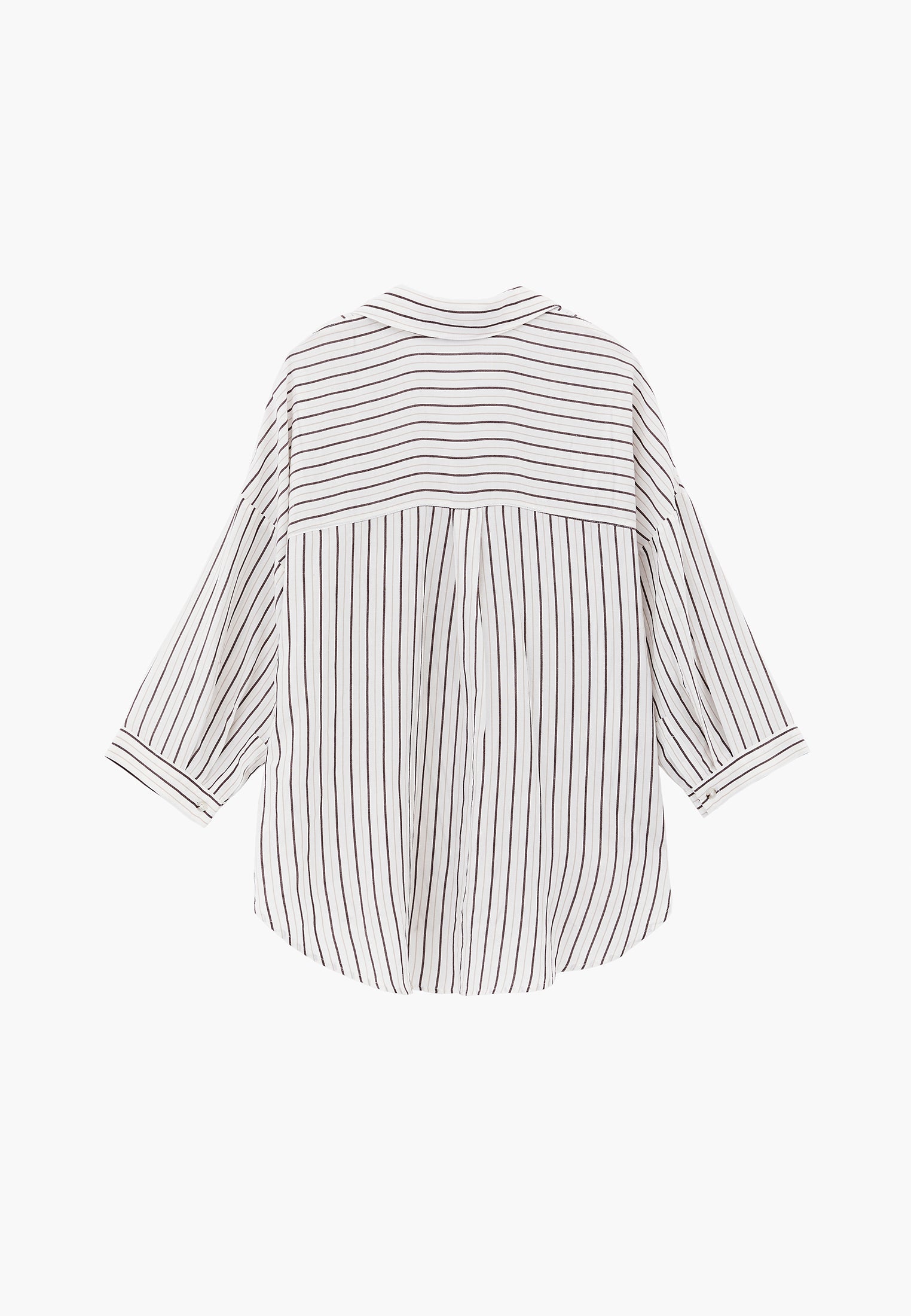 Striped Oversize 3/4 Sleeve Shirt - CHOCOLATE STRIPE