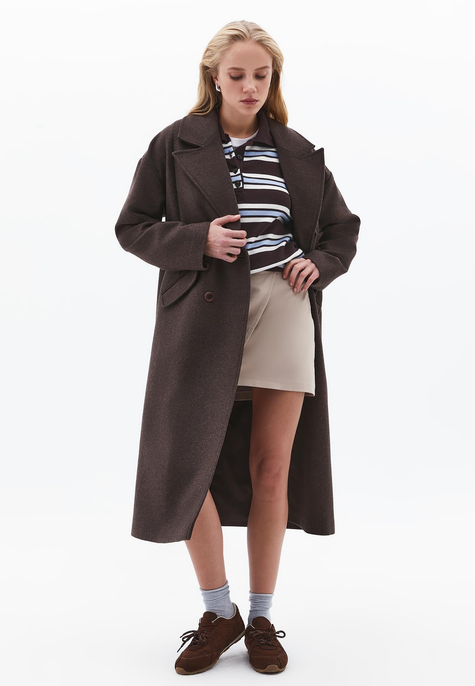 Polo Neck Striped Sweater - CHOCOLATE TORTE STRIPE