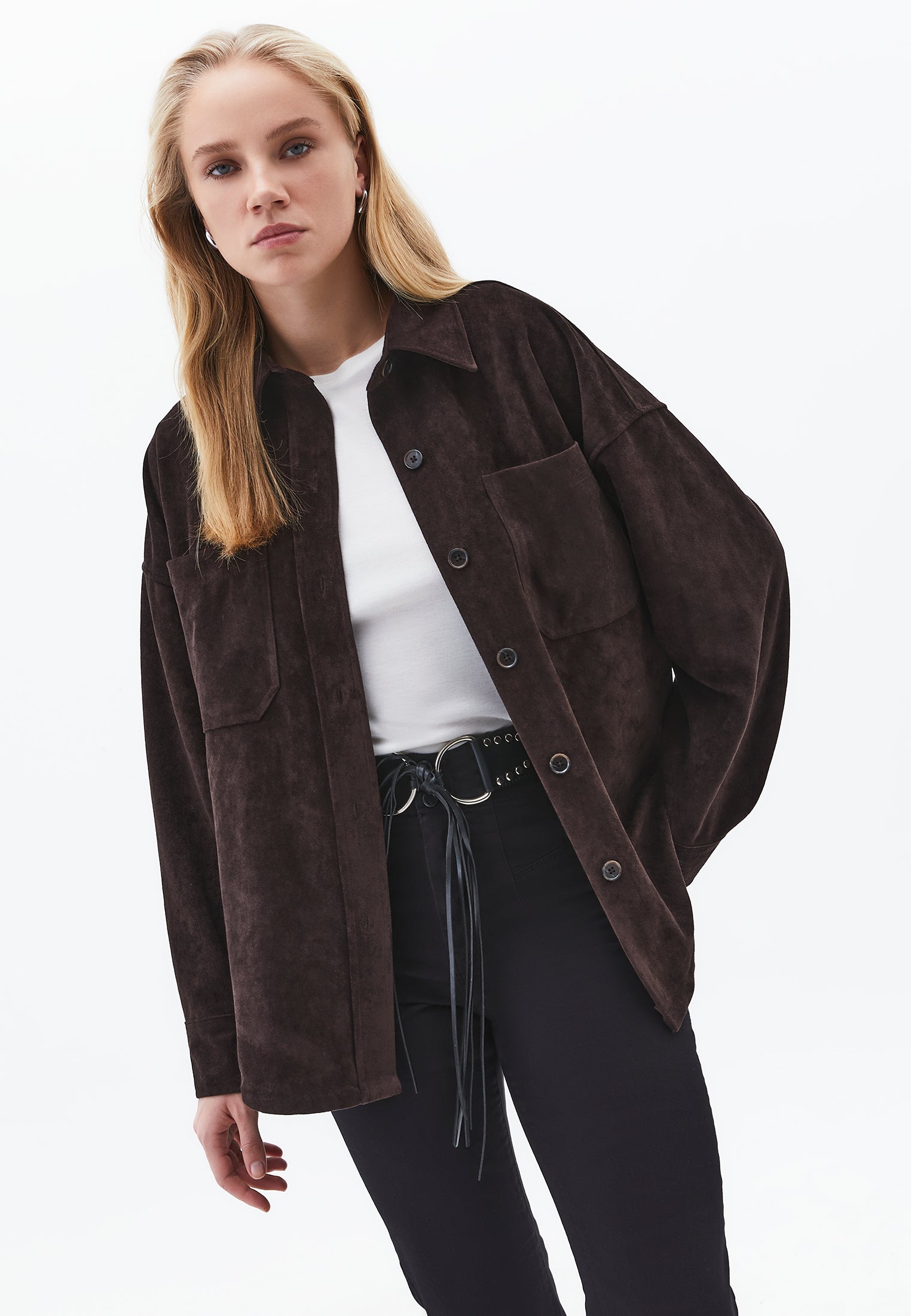 Oversize Shirt With Pocket Detail - CHOCOLATE TORTE