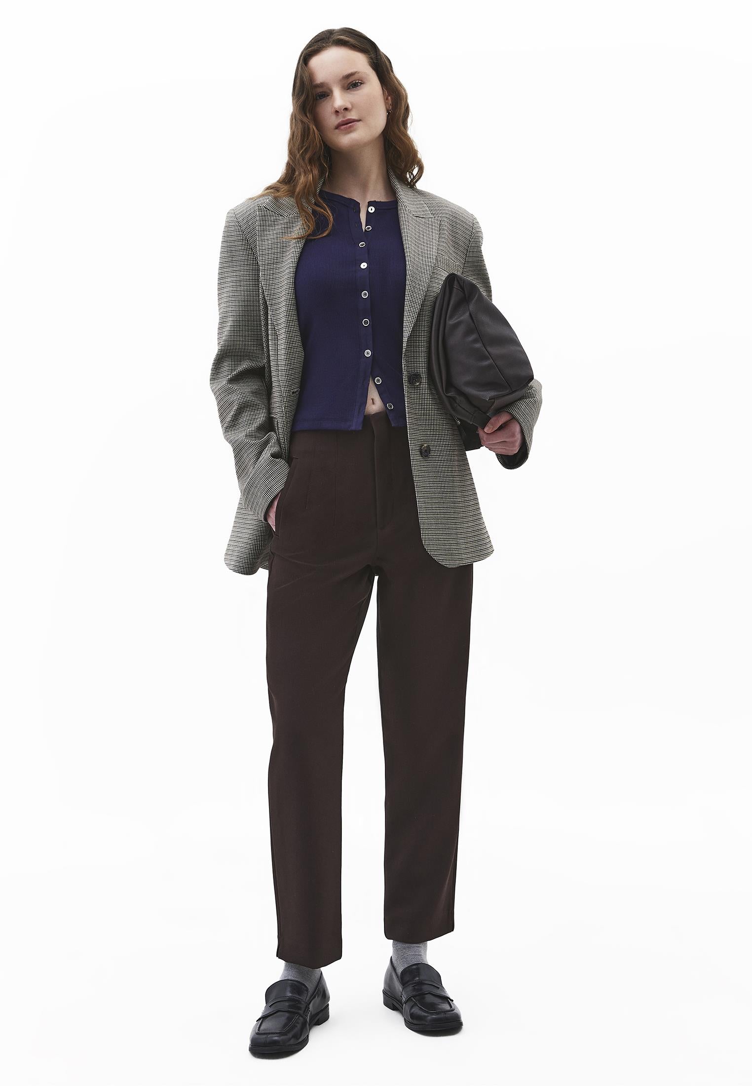 High Waist Carrot Cut Trousers - CHOCOLATE TORTE