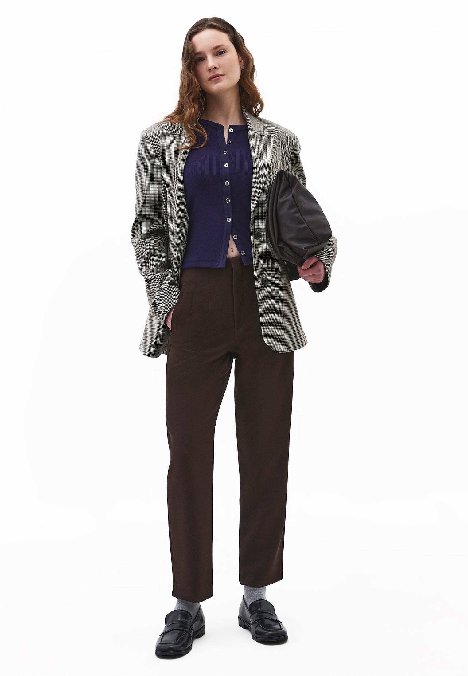 High Waist Carrot Cut Trousers - CHOCOLATE TORTE