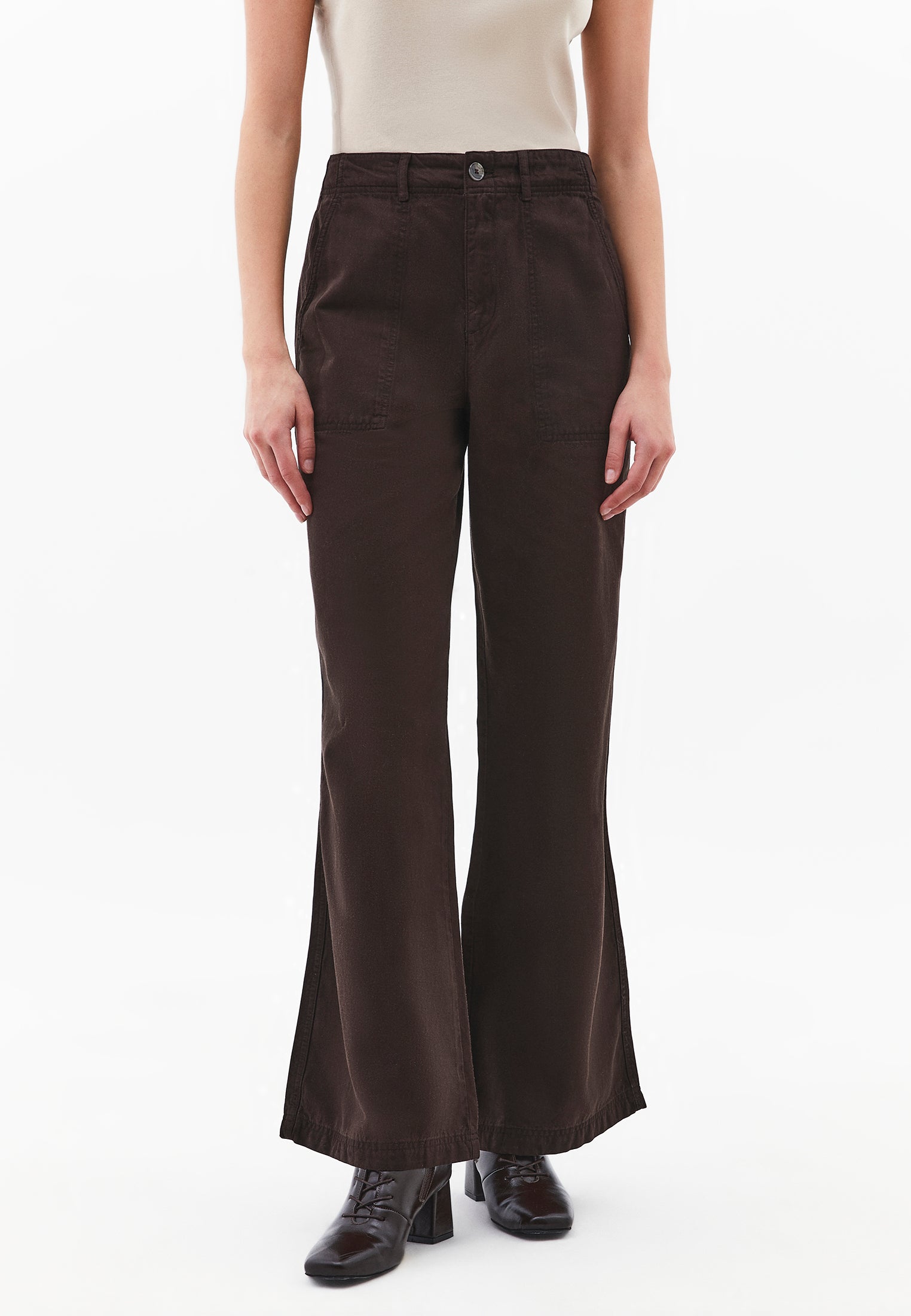High Waist Wide Leg Woven Pants - CHOCOLATE TORTE