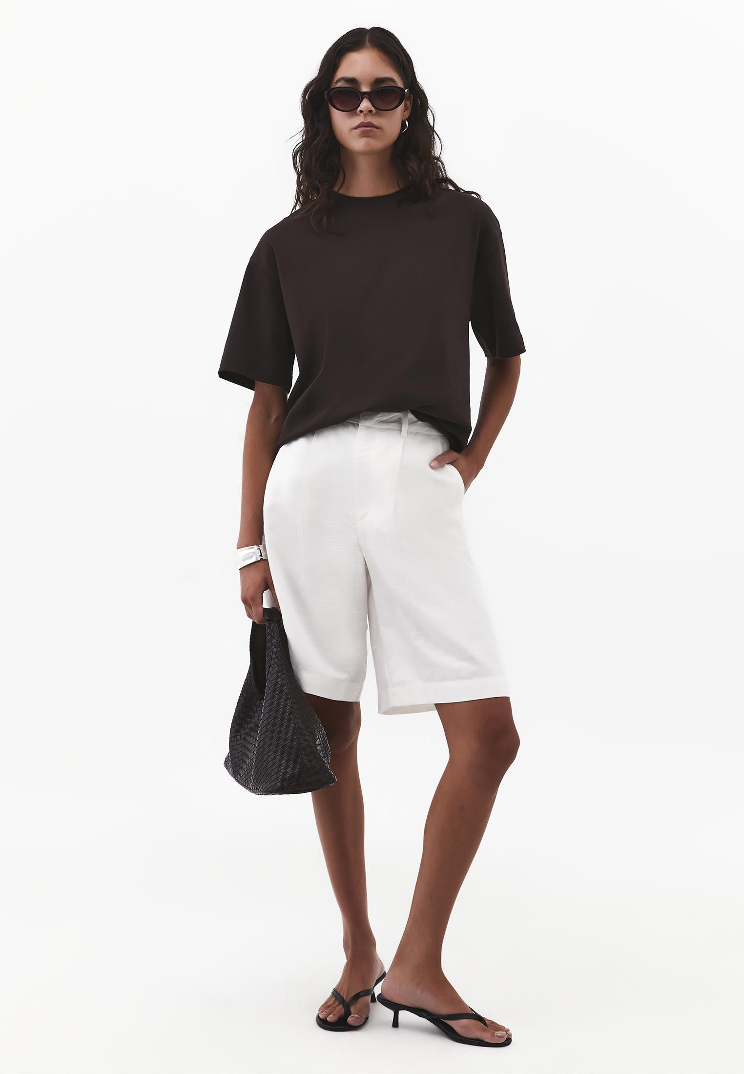 Oversize Crew Neck Short Sleeve T-Shirt - CHOCOLATE TORTE