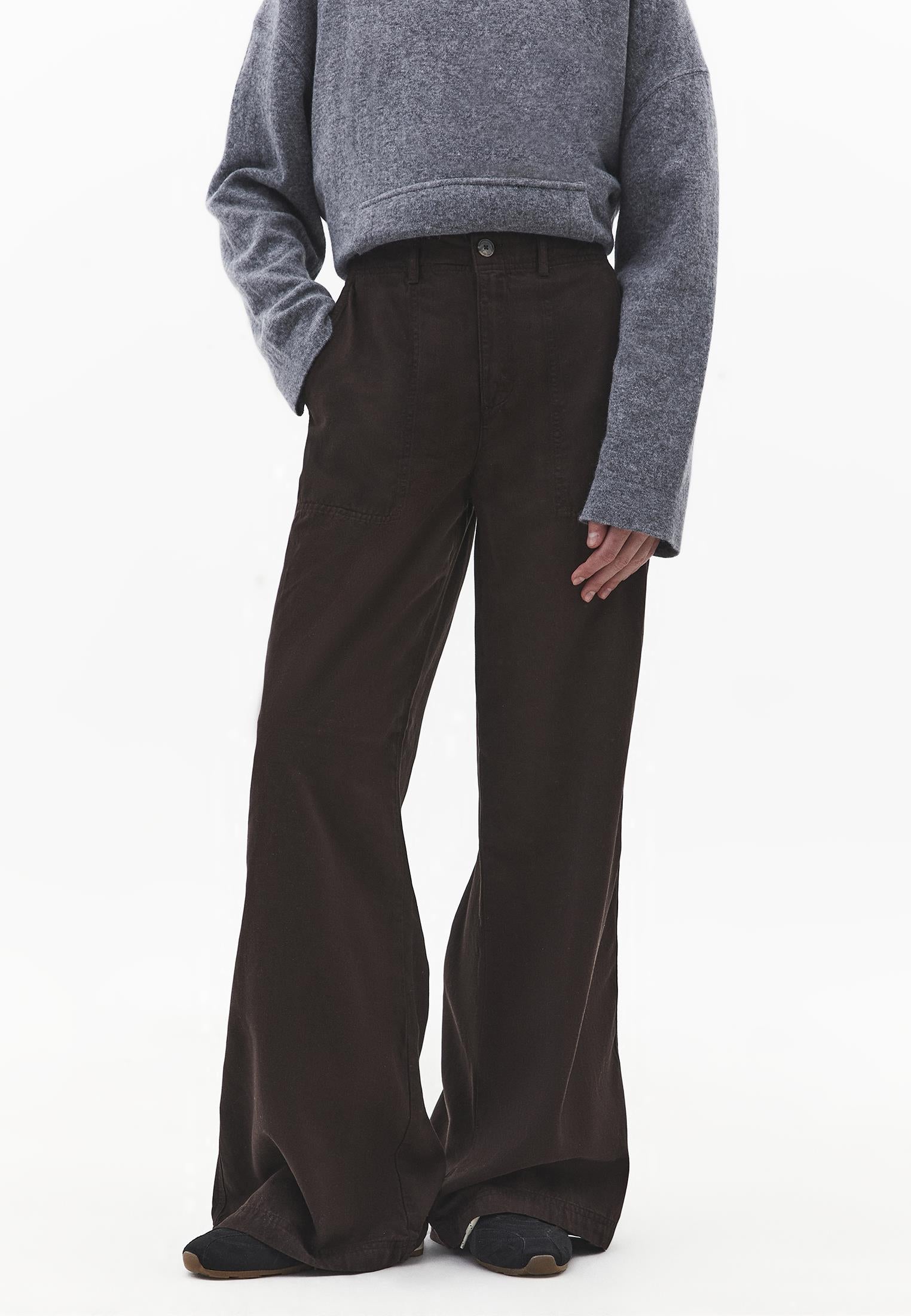Wide Leg High Waist Pants - CHOCOLATE TORTE
