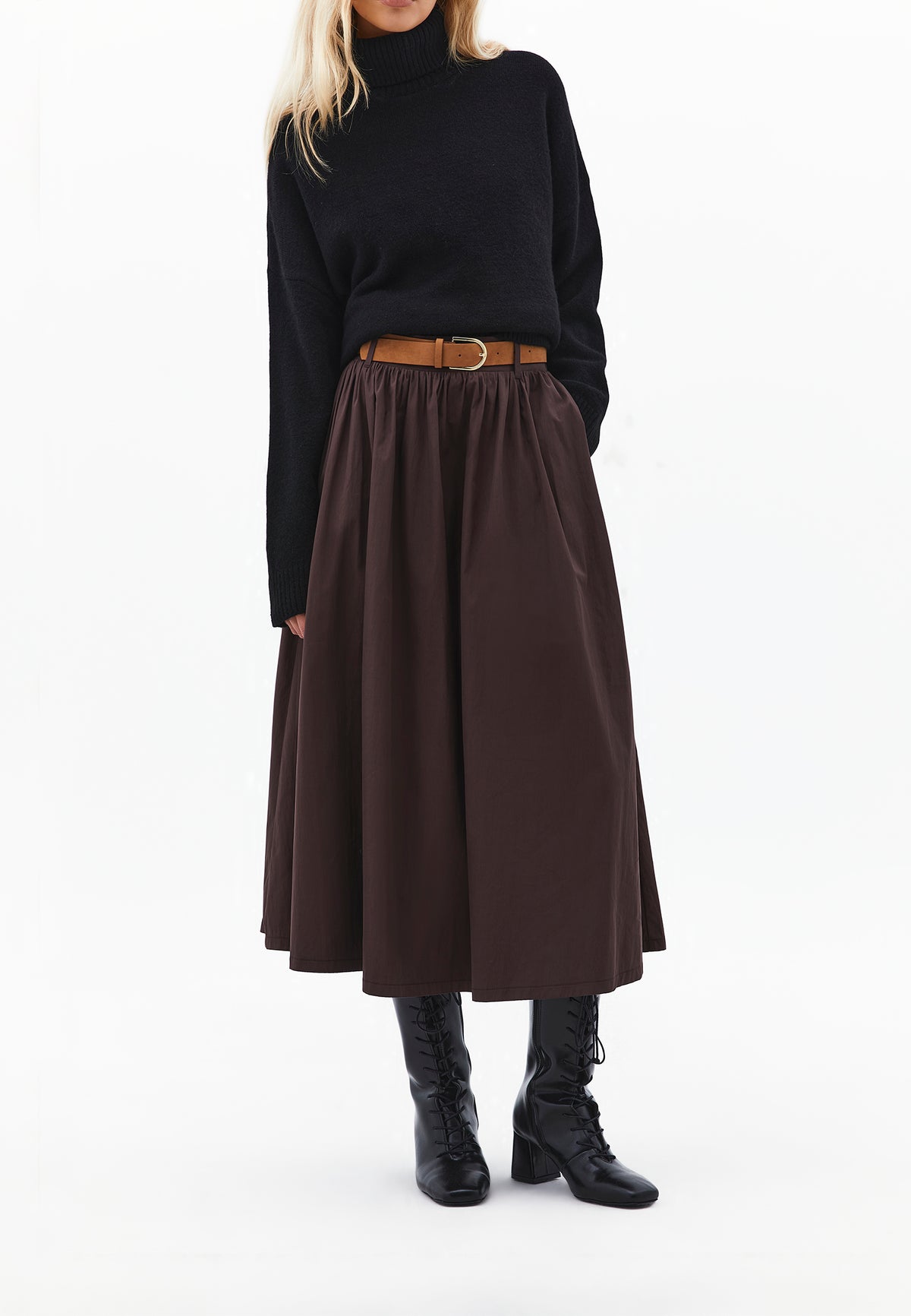 A-Line Long Skirt - CHOCOLATE TORTE