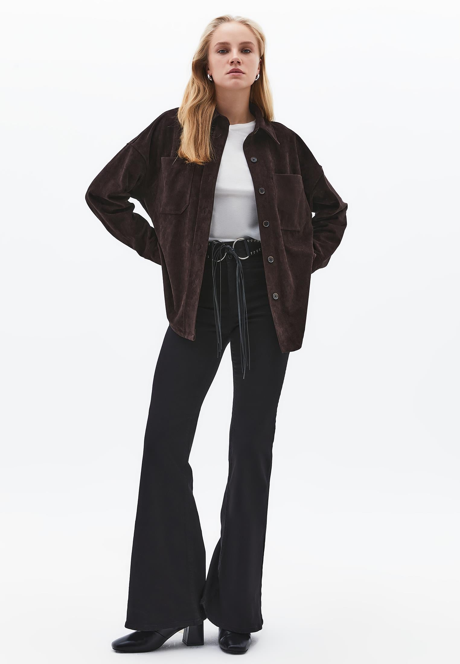 Oversize Shirt With Pocket Detail - CHOCOLATE TORTE