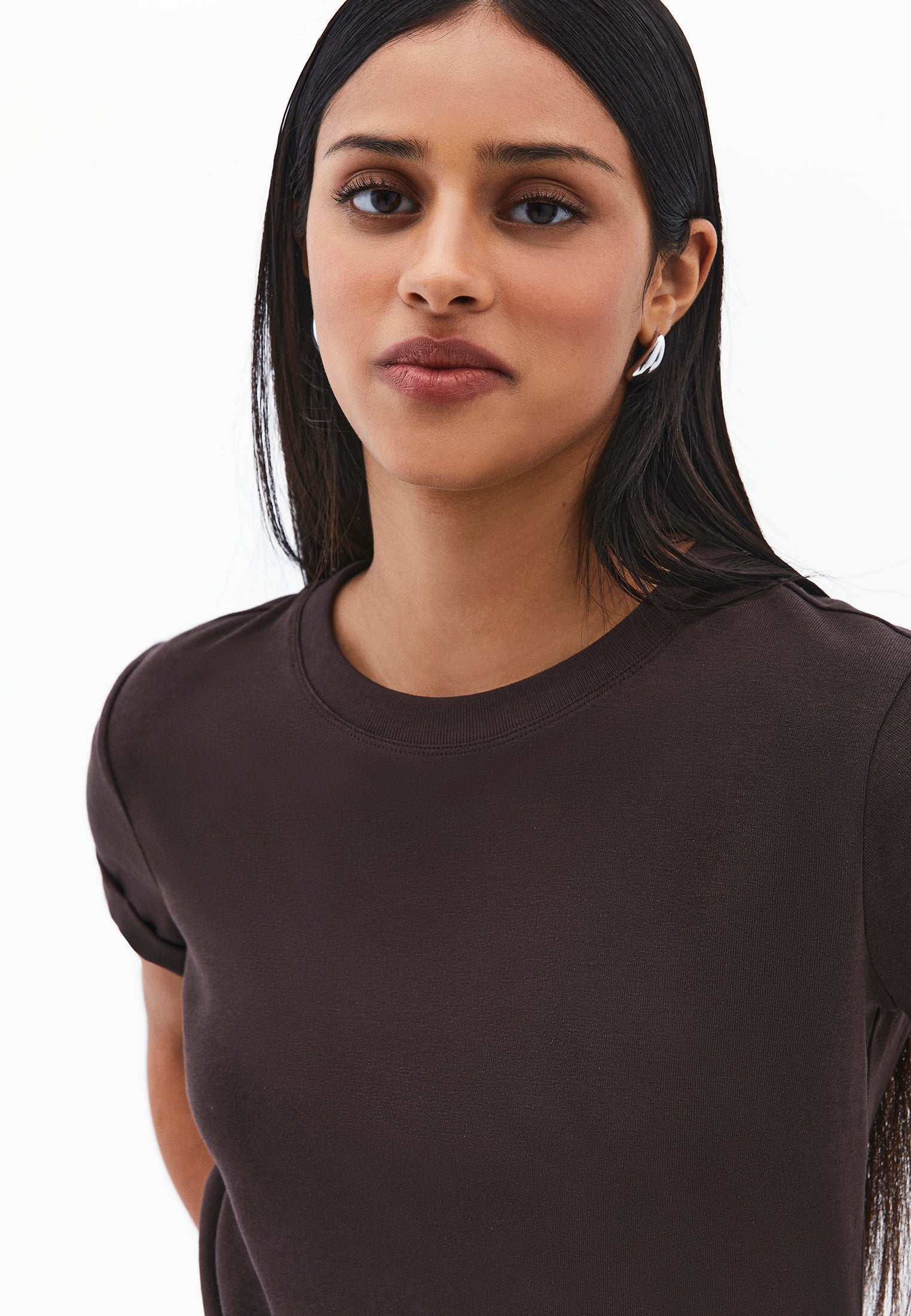 Women's Crew Neck Short Sleeve T-Shirt - CHOCOLATE TORTE