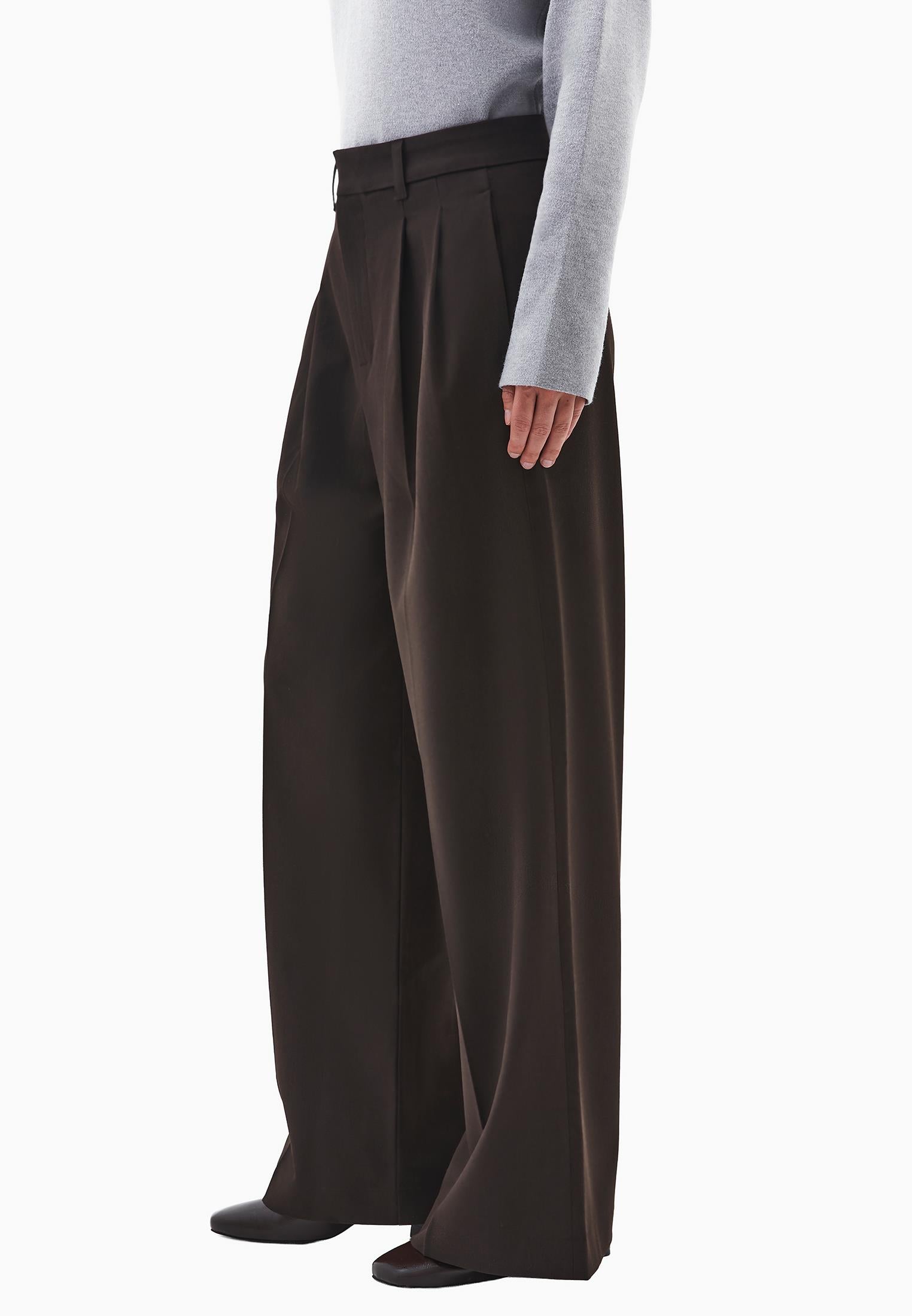 Wide Leg Pleated Pants - CHOCOLATE TORTE