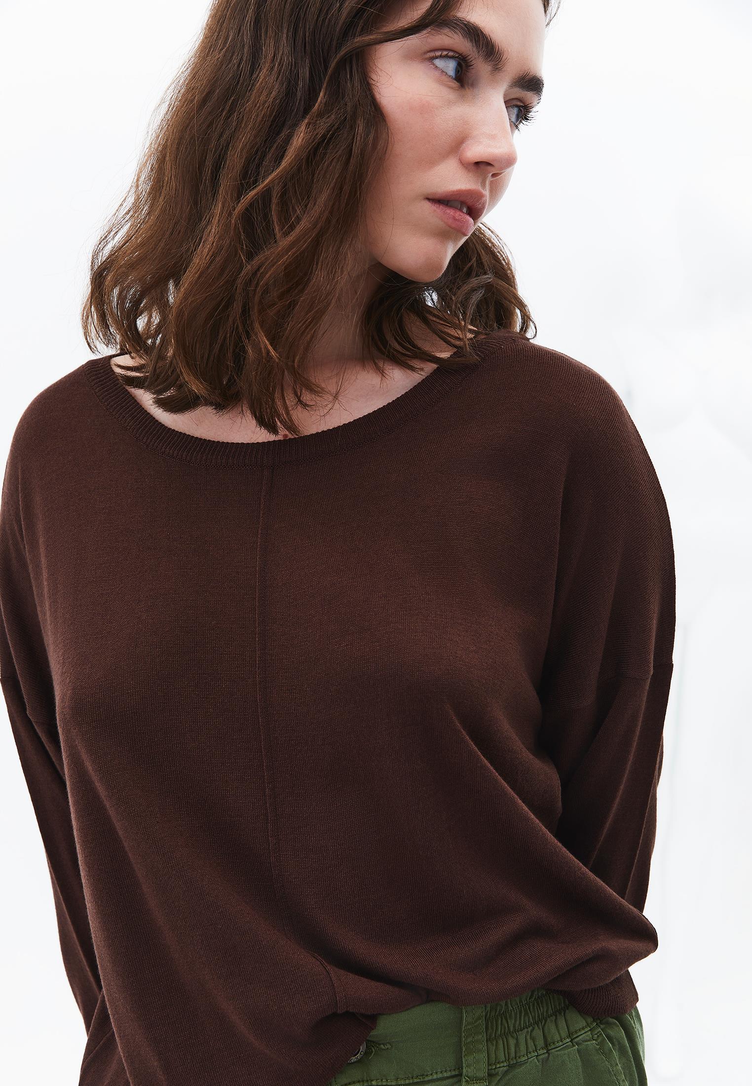 Viscose Boat Neck Sweater - CHOCOLATE TORTE