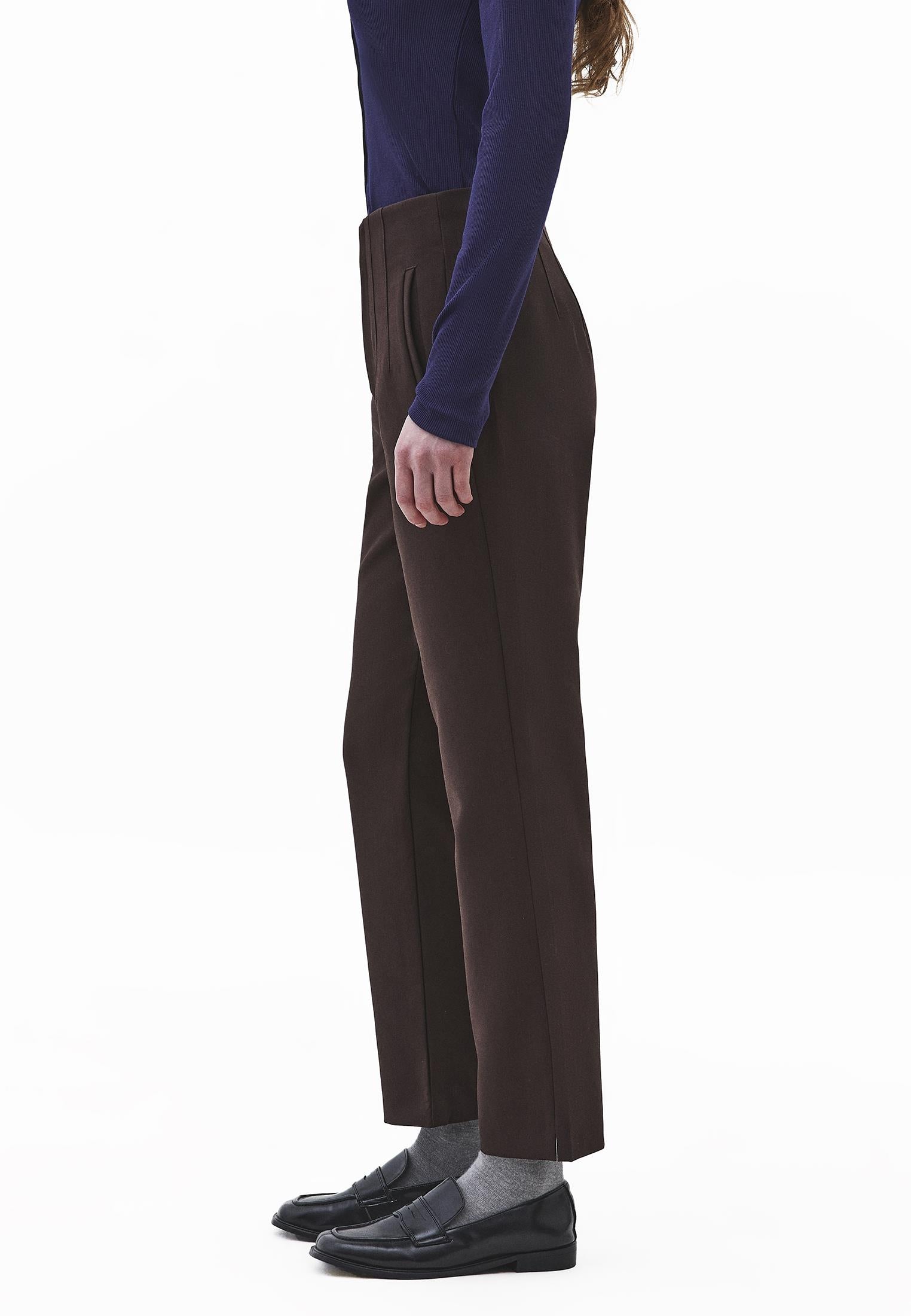 High Waist Carrot Cut Trousers - CHOCOLATE TORTE
