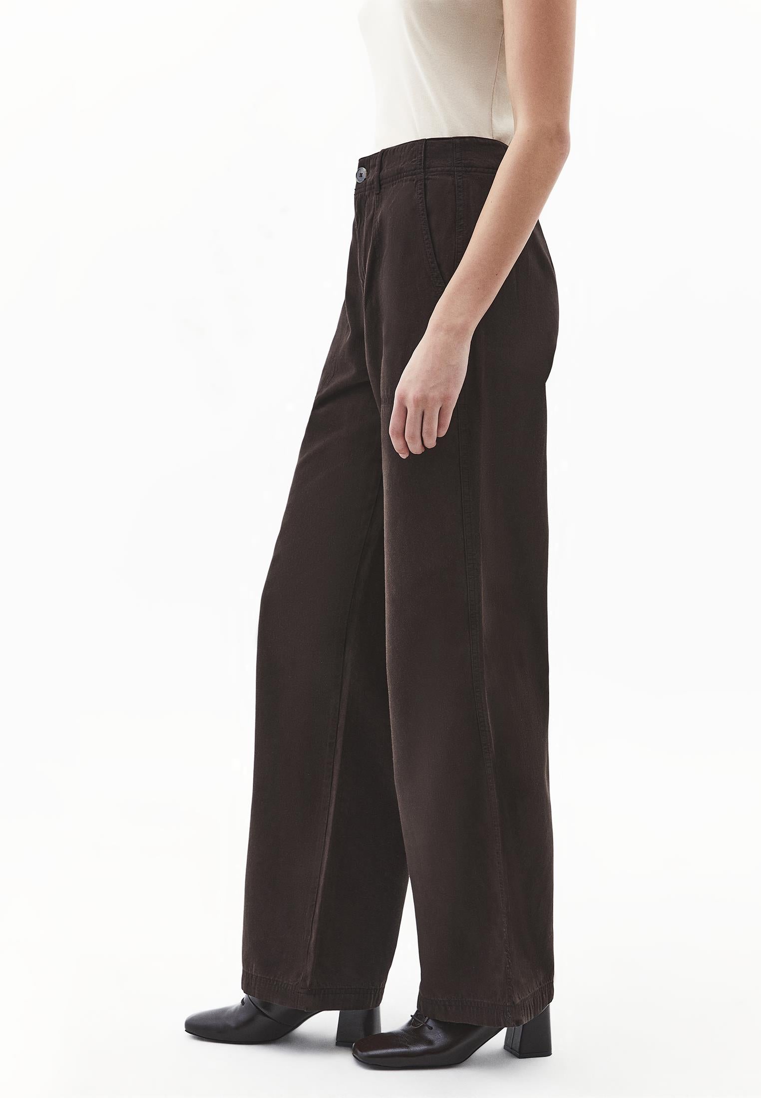 High Waist Wide Leg Woven Pants - CHOCOLATE TORTE
